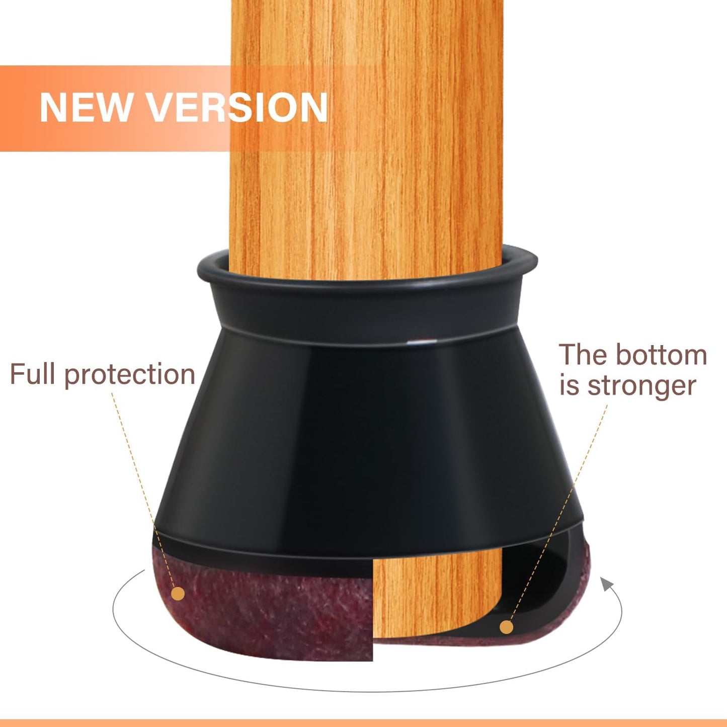 Chair Leg Floor Protectors Chair Leg Protectors for Hardwood Floors Felt Silicone Caps Strengthen Bottom Protection Anti-Scratch Reduce Noise 16 Pack Black Round Medium Fit 3/4" to 1-3/16" (19-30mm)