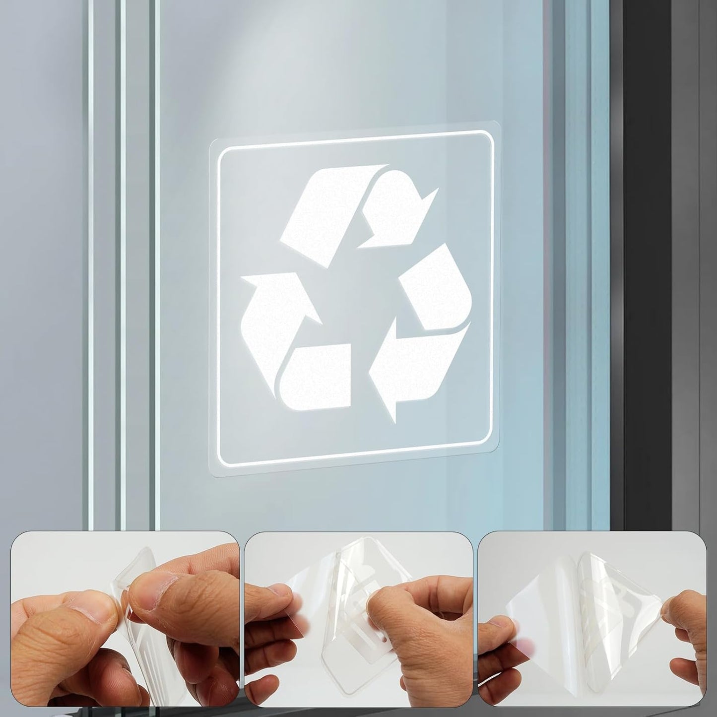 10 Pack Recycle and Trash Clear Stickers 3×3 Inches Vinyl Transparent Weatherproof Self Adhesive Waste Sign for Bins Home Business
