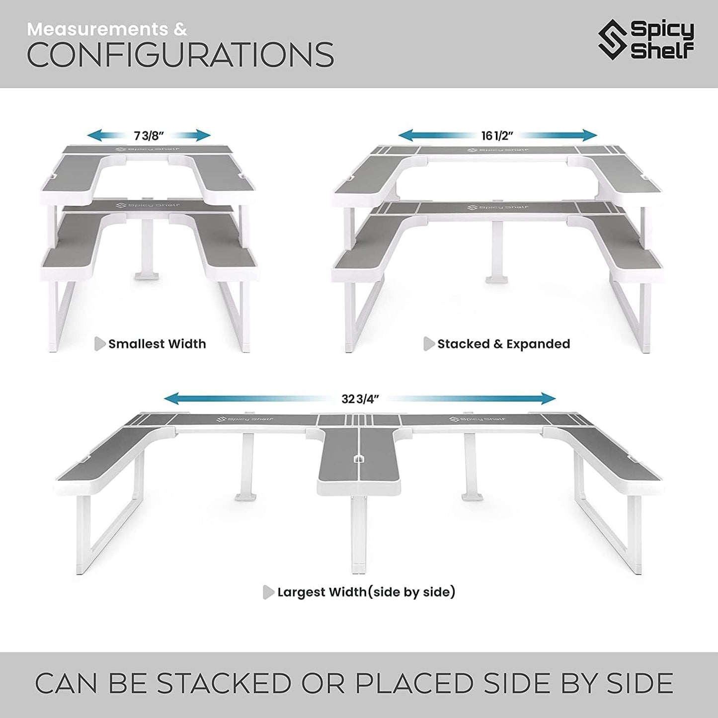 Spicy Shelf Premium – Expandable 2-Tier Spice Rack Organizer for Cabinets & Pantry – Adjustable Stackable Kitchen Seasoning Organizer – Strong Non-Slip Cabinet Organizer for Spices, Bottles & More