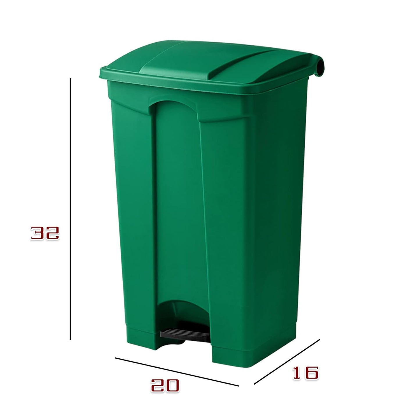 PRO&Family Step-On Trash Can with Lid, Plastic Waste Bin, Foot Pedal Operation (Green, 23 Gallon)