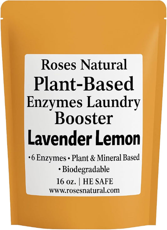 Natural Enzyme Laundry Booster – Lavender Lemon | 6 Enzymes | Biodegradable | HE Safe, Eco-Friendly, Gentle on Skin, Plant & Mineral Based | 16 oz | Made in USA