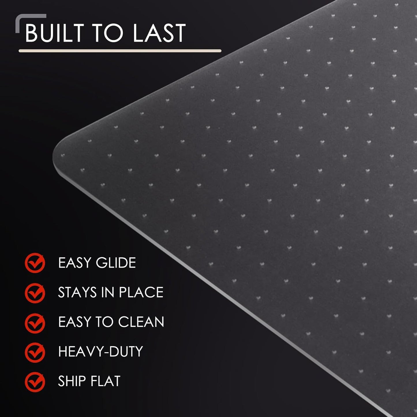 Kuyal Office Chair Mat for Carpet, 48x60 Clear Heavy Duty Computer Chair Mat, Under Desk Protector Carpeted Floors Mat, Easy Chair Movement,Ship Flat