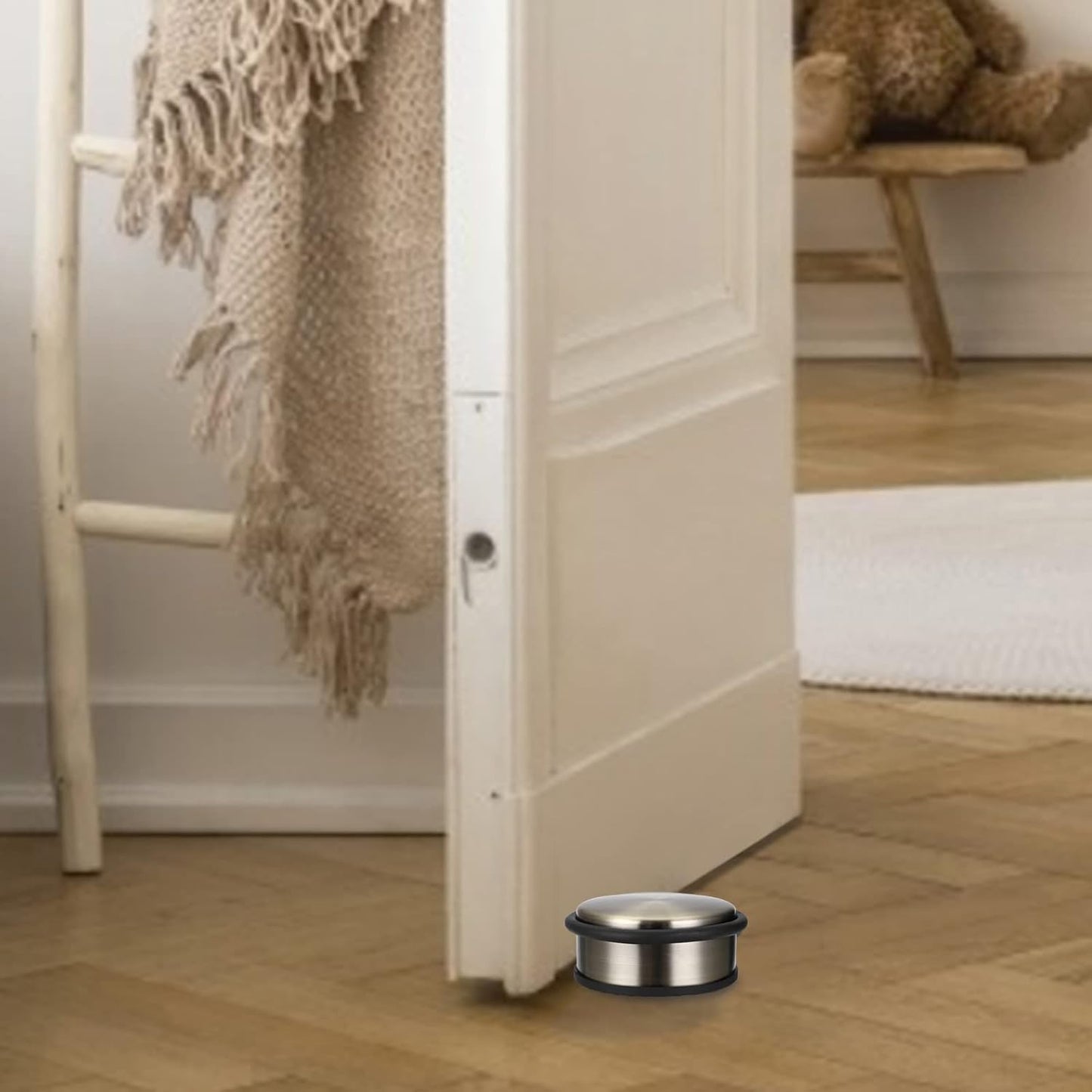 Sumnacon Heavy Duty Floor Door Stopper No Drill, Durability Stainless Steel Door Stops with Anti-Skid Rubber - Contemporary Decorative Safety Doorstop for Home Office Commercial Industrial, Bronze