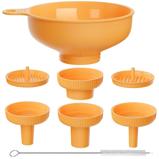 Wide Mouth Kitchen Funnel, Food Grade Plastic Cooking Canning Funnel with 4 Sizes Spouts for Filling Wide and Regular Mason Jars, Spray Dropper Oil Bottle Jug Spices Shampoo Sauce