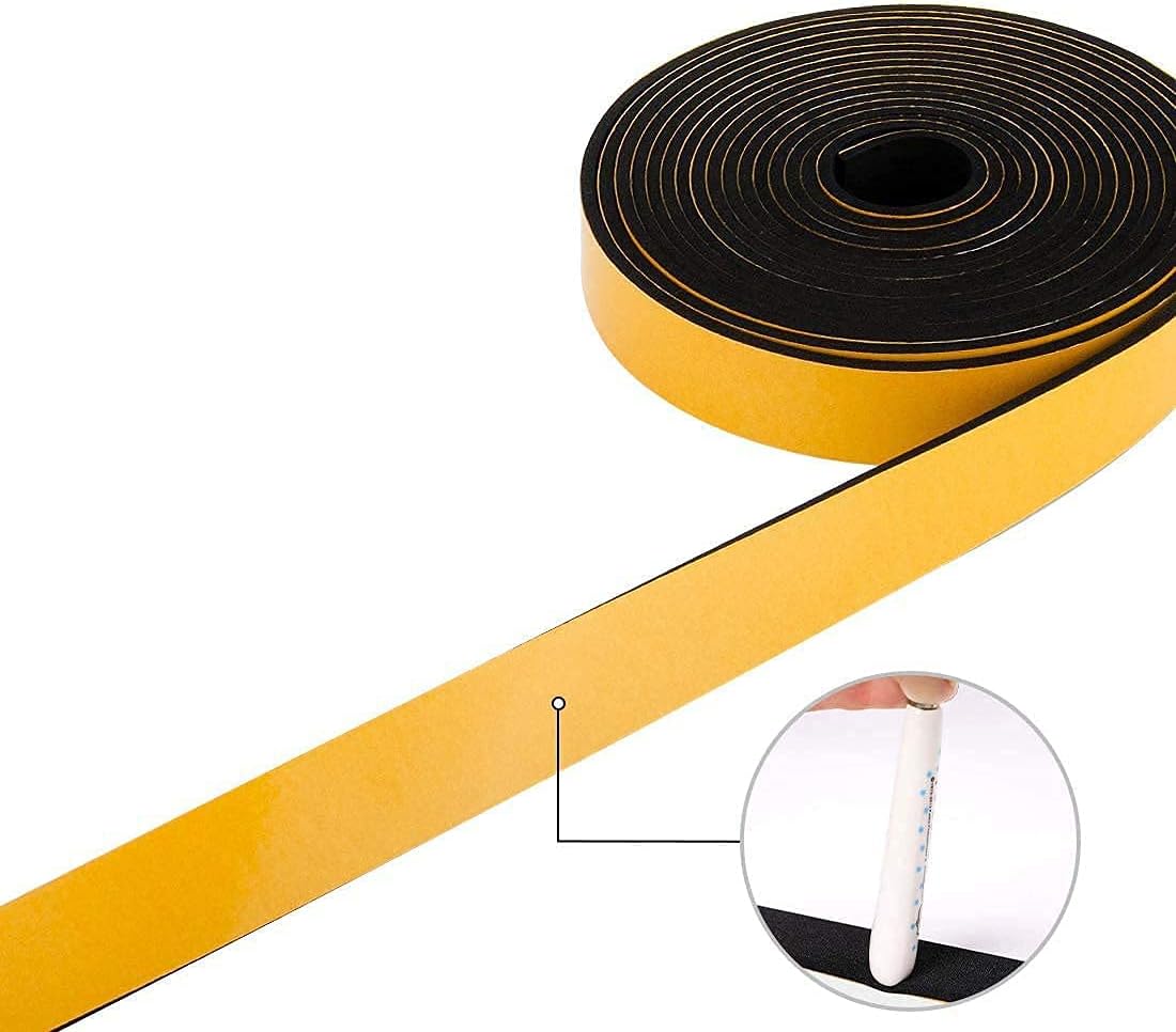 Neoprene Foam Weather Stripping, 2 Inch Wide X 3/8 Inch Thick, Door Jamb Seal Strip with Adhesive Backing for Doors & Windows, Total 6.5 Feet Long