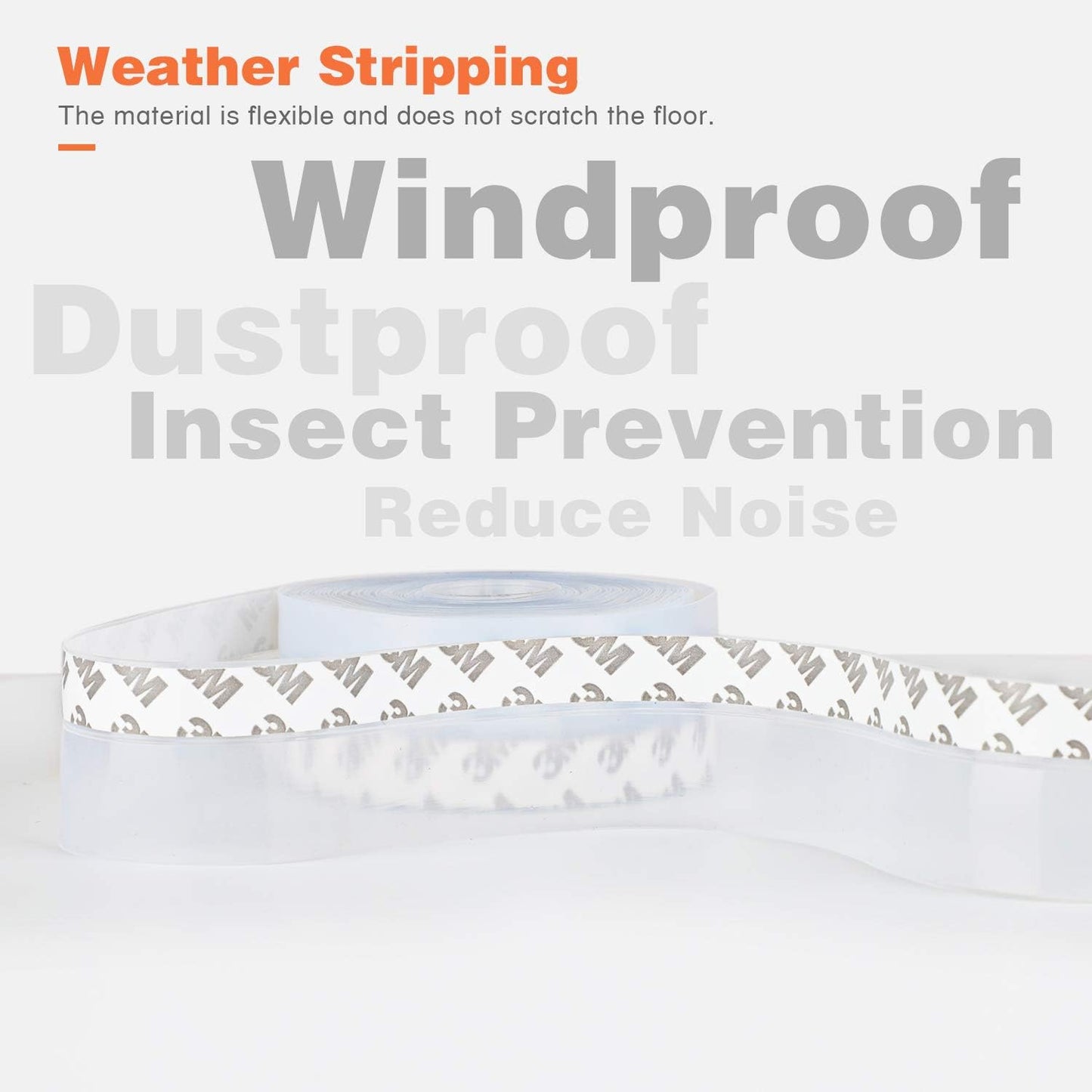 26 Feet Silicone Seal Strip,Door Weather Stripping, Sealing Tape for Door Draft Stopper Adhesive Tape for Doors Windows and Shower Glass Gaps (Transparent, 45MM)