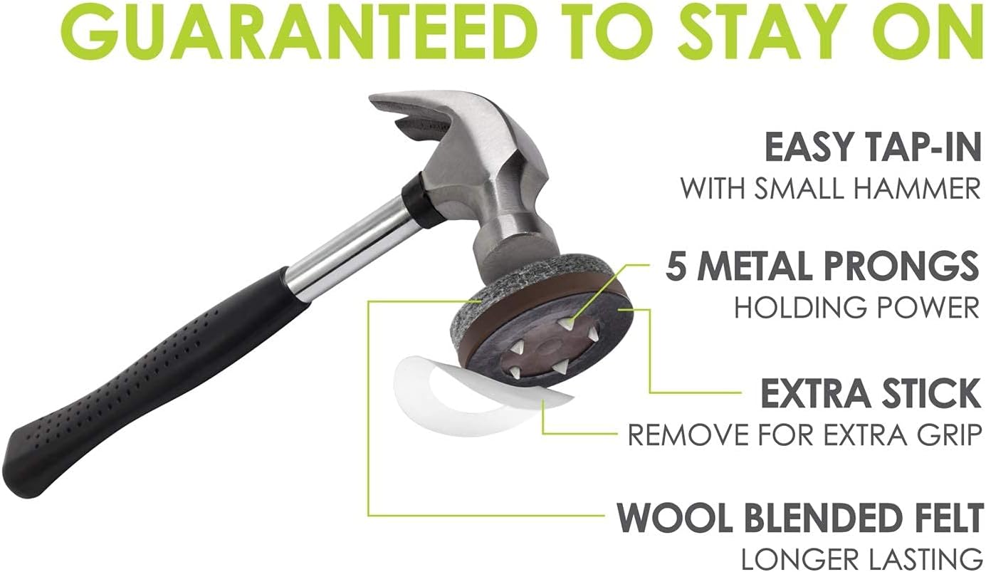 Slipstick GorillaFelt 1-1/2 Inch Felt Glides/Furniture Feet Floor Protectors (Set of 8 Sliders) Nail On Felt Furniture Pads Guaranteed to Stay On, Round, CB270-8