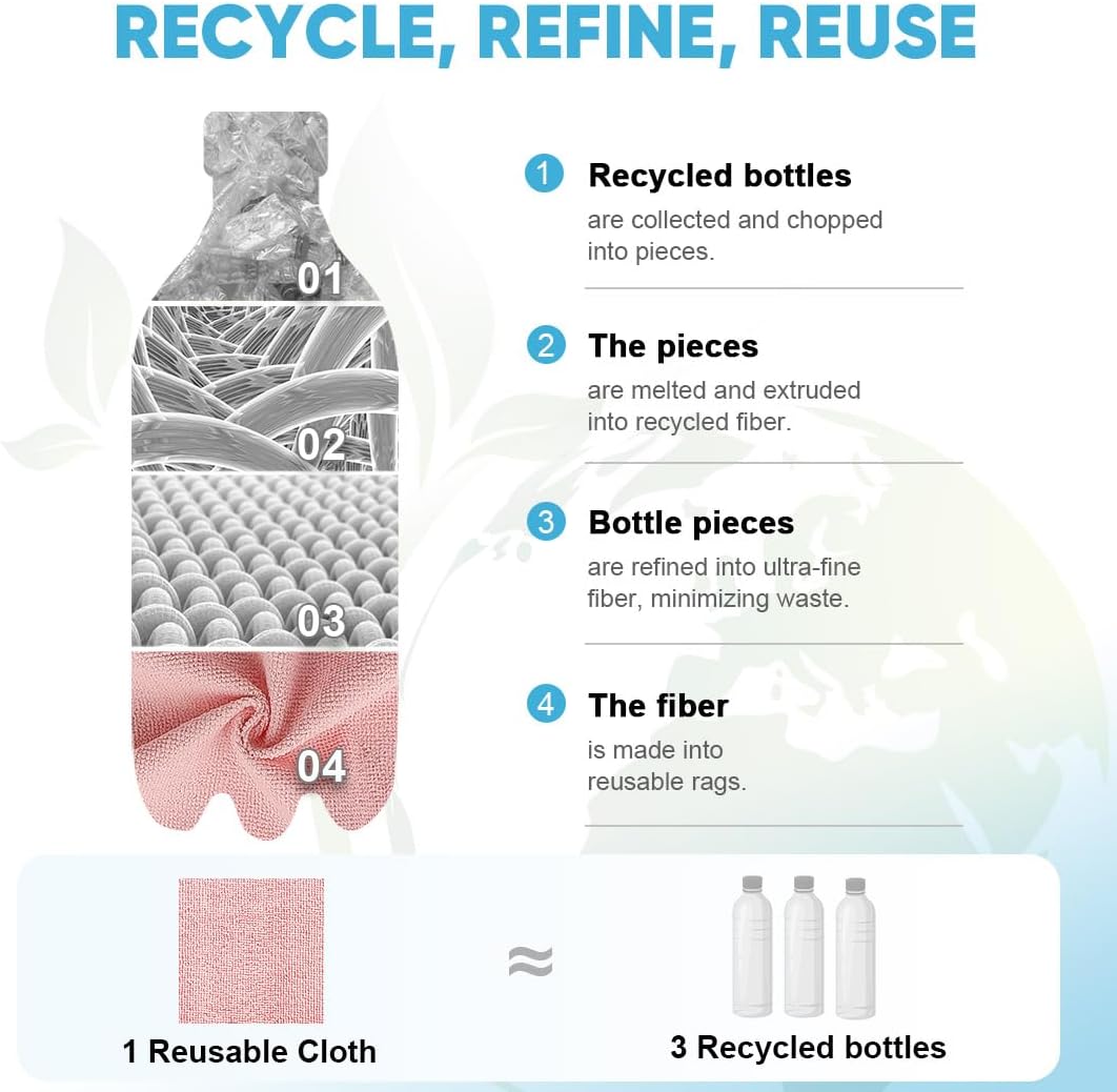 AIDEA Microfiber Cleaning Cloth 330 Sheets 6 Roll, Pink, Microfiber Towels for Cars, Shop Rags Washable,Cleaning Rags Reusable Paper Towels for Automotive, Mechanic, Workshops, House,11×9"