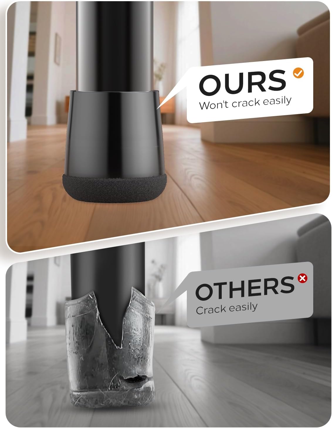 24-Pack Silicone Chair Leg Floor Protectors for Hardwood Floors -Felt Furniture Pads, Rubber Chair Leg Covers/Caps - No Noise & Scratch-Proof - Round Large (Fits 1 5/16"-1 7/16" / 32-36mm), Black