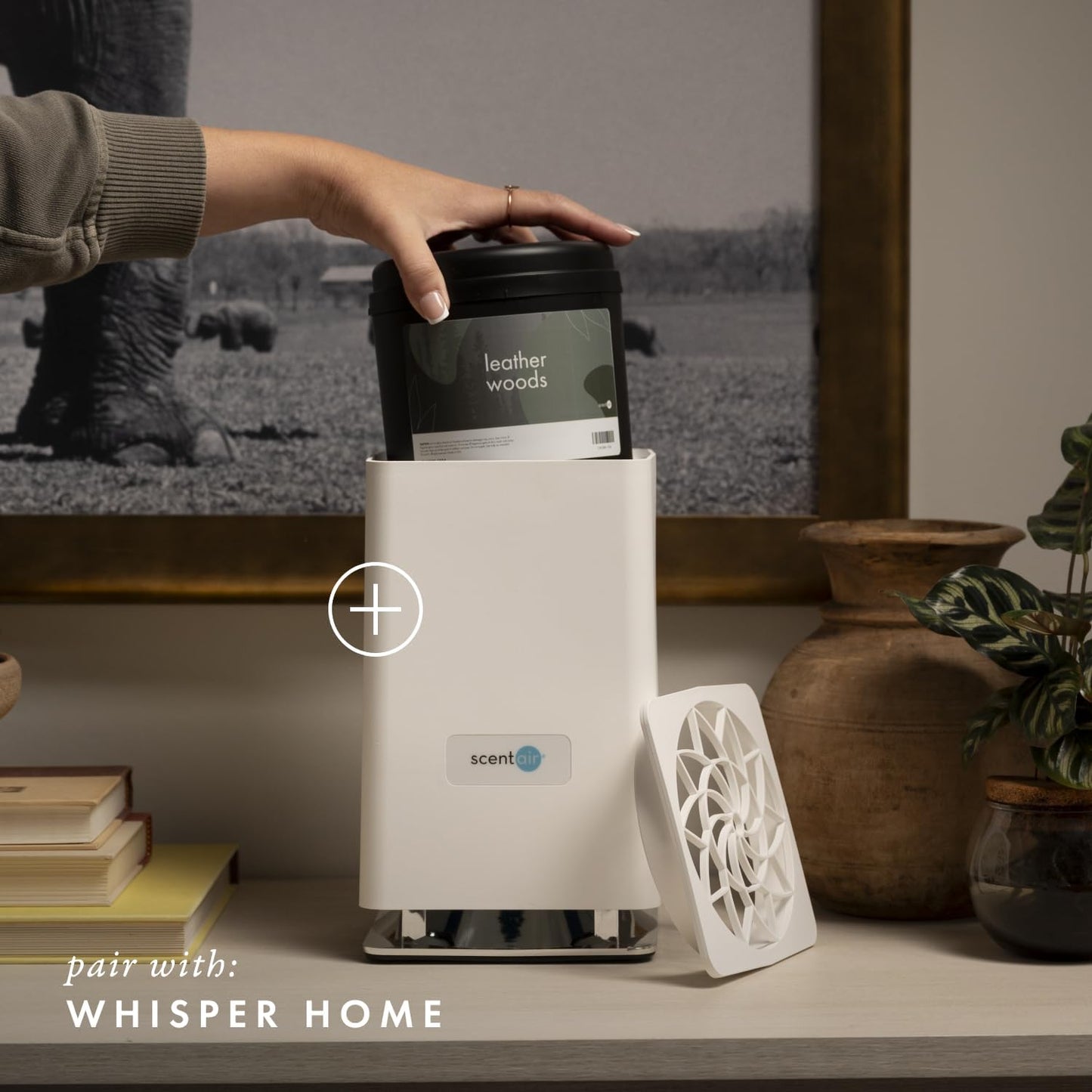 ScentAir Whisper Home Monthly Plug-in Refill, Fragrance Cartridge for Home and Office, Amazon Exclusive, Leather Woods