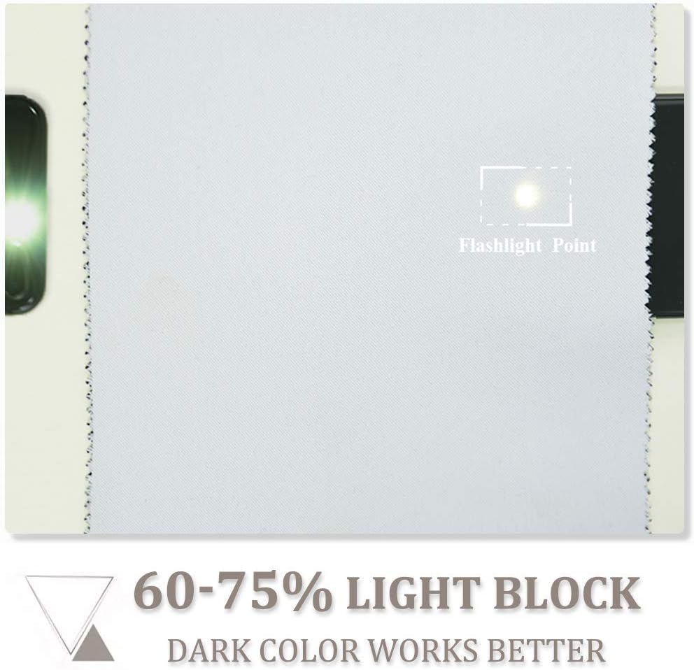 PONY DANCE Room Darkening Curtains - Ring Top Blackout Curtain Panels for Bedroom Window Treatment Drapes Home Decoration Energy Saving for Hotel, 42 x 45 inch, Greyish White, Double Panels