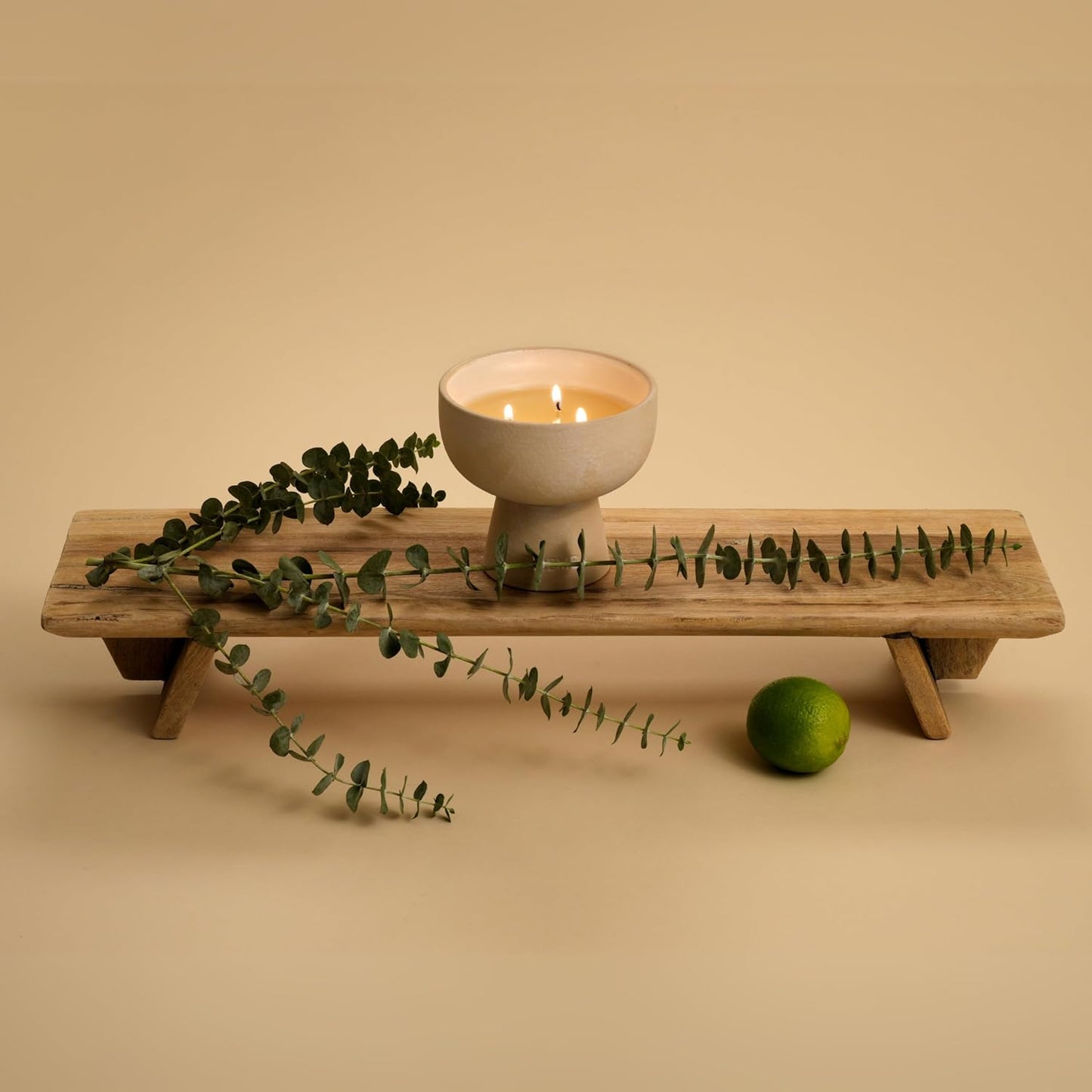 New BLUEME Wellness Candle Wax Refill, Contains Essential Oil, Sustainable, Hand Finished, Hand Poured, Premium, Luxury Ceramic, Natural Cotton Wick (45oz, Eucalyptus & Lime)