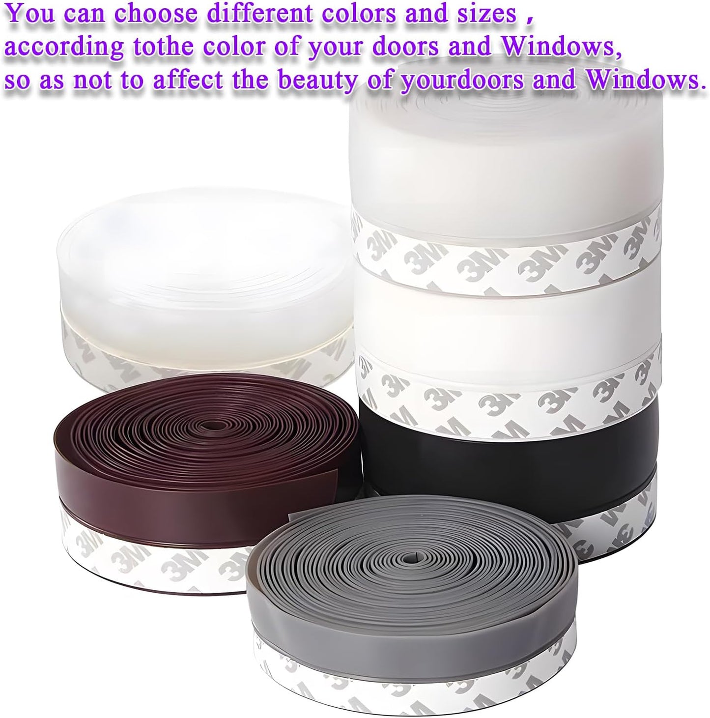 Weather Stripping Door Seal Strip for Gaps, Silicone Draft Stopper Adhesive Tape for Sliding Doors, Windows, Shower Glass, Soundproof Seal for Home Insulation, 32.8ft Roll Brown