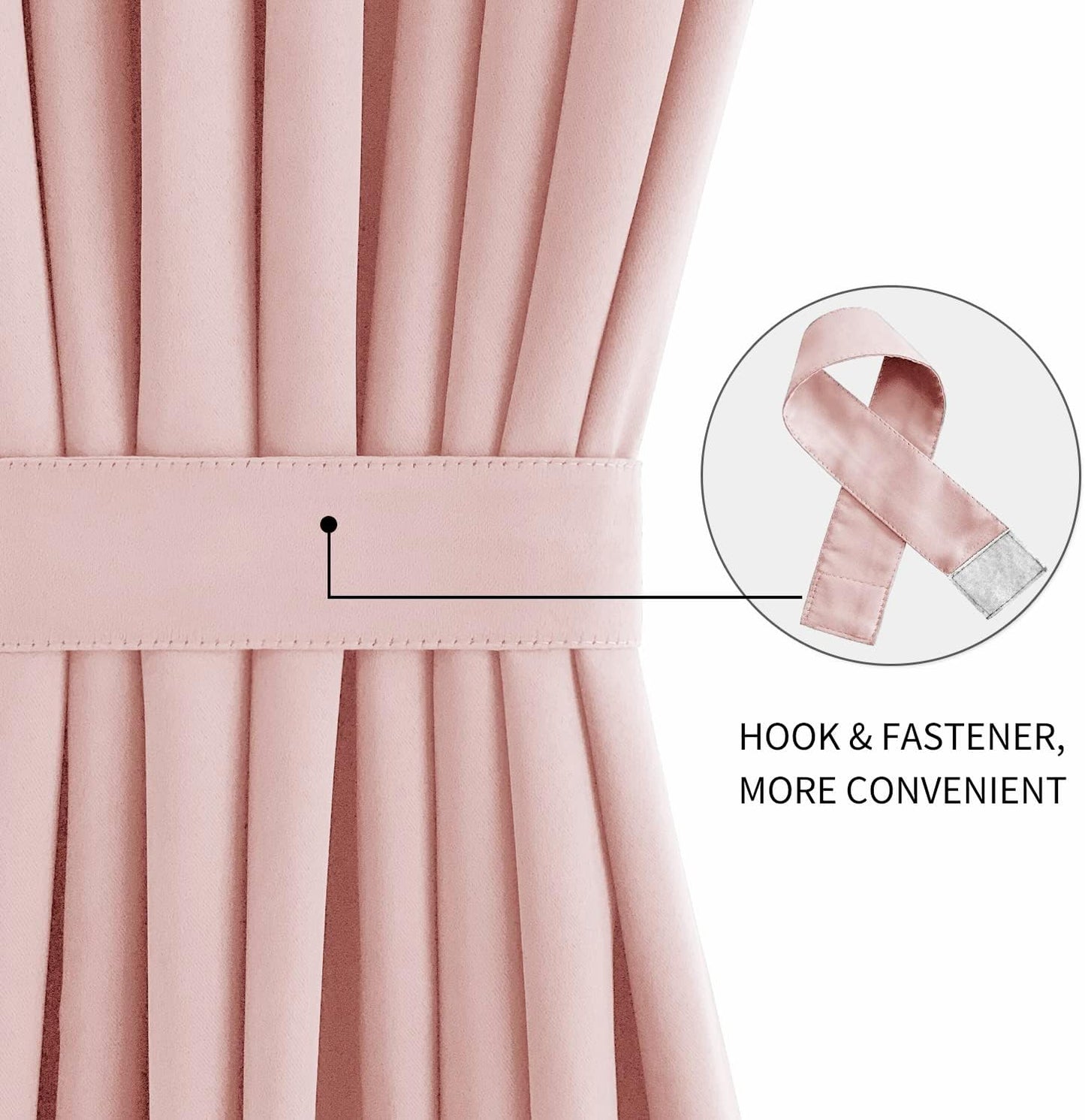 DWCN French Door Curtains – Rod Pocket Thermal Blackout Curtain for Doors with Glass Window, Kitchen and Patio Doors for Privacy, 36 X 72 Inches Long, 1 Curtain Panel with Tieback,Blush Pink