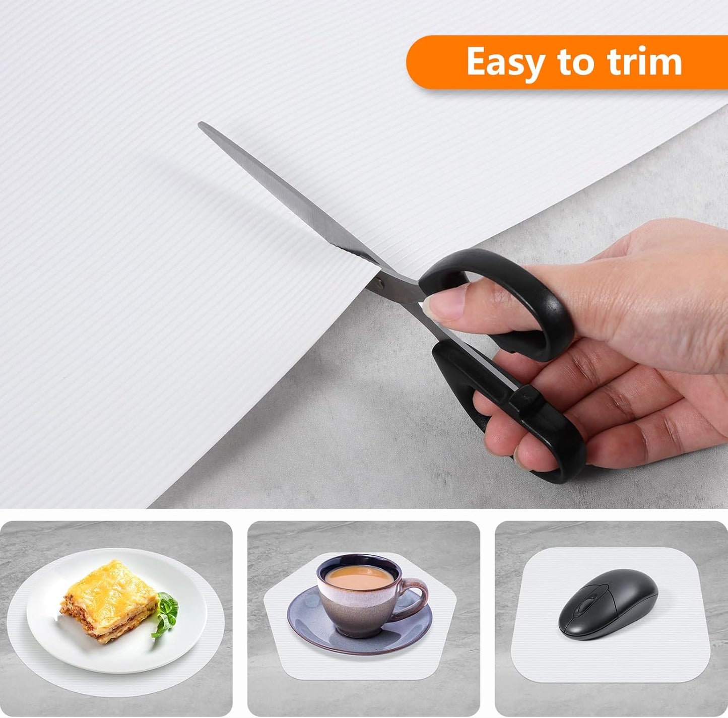 Shelf Liners for Kitchen Cabinets Drawer Liner Non Adhesive Cupboard Mat EVA Material Waterproof Refrigerator Mats Washable Fridge Liner for Cupboard and Desks Liner White 23.6 x 393.7 Inches