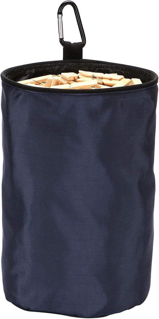 Clothespins Bag Hanging Clothesline Peg Organizer Storage Bags,Dust-proof (navy blue)