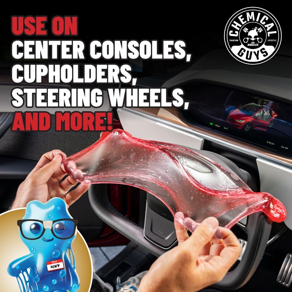 Chemical Guys Sticky Icky Car Cleaning Gel, Green Apple Scent - Detailing Kit, Automotive Dust Car Crevice Cleaner, Air Vent Slime, Cleaning Putty for Keyboard Accessories for Women (4 Pack) - CJR1004