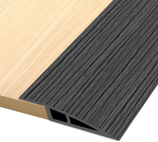Vinyl Door Threshold Flooring Transition Strip Self Adhesive Carpet Edging Strip for Laminate Doorway Edge Threshold from 1/5" to 2/5" (Dark Gray Wood Grain, 3.3 Ft)