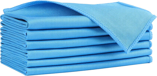 HOMEXCEL Microfiber Glass Cleaning Cloths 6 PK, Lint Free Streak Free, Reusable Microfiber Cleaning Cloth for Cleaning Windows, Glasses, Mirrors, Screens, Stainless Steel, and More, Blue-14”×16”