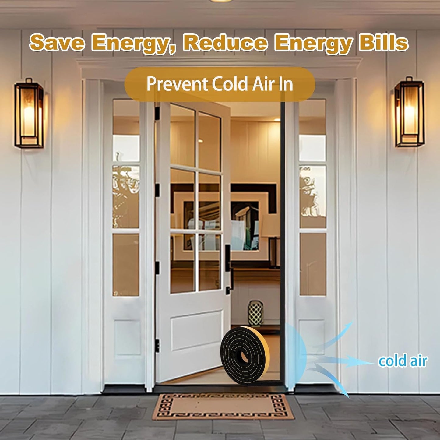 Weather Stripping Soundproof 1/2 in x 1/8 in, Door Seal Strip High Density, Weatherproof Insulation Foam Tapes for Windows, 3 Rolls Total 49.5Ft