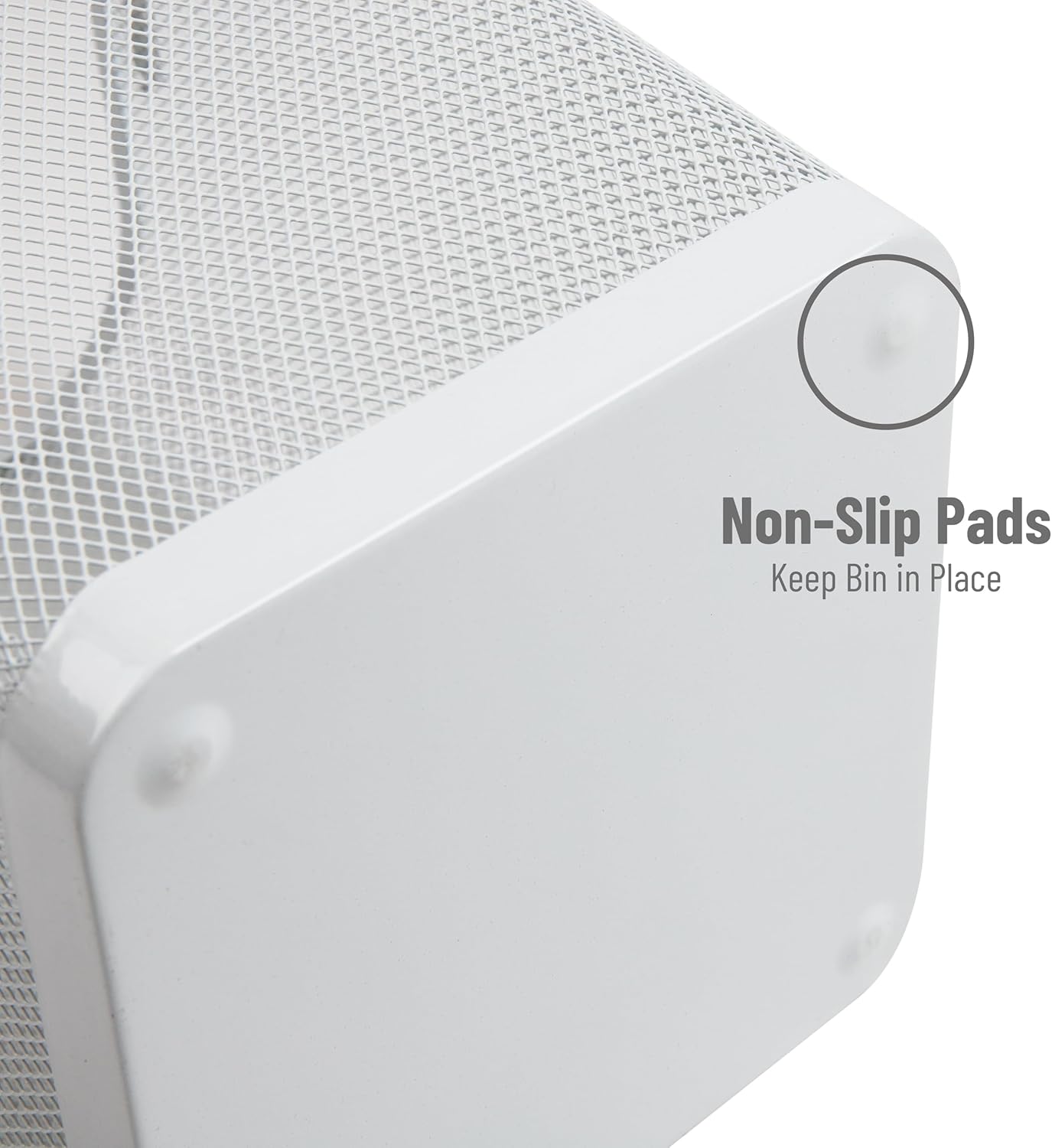 Mind Reader Mesh Trash Can, Square Wastebasket for Office or Home, 5 Gallon Capacity, Metal Mesh, Set of 2, White