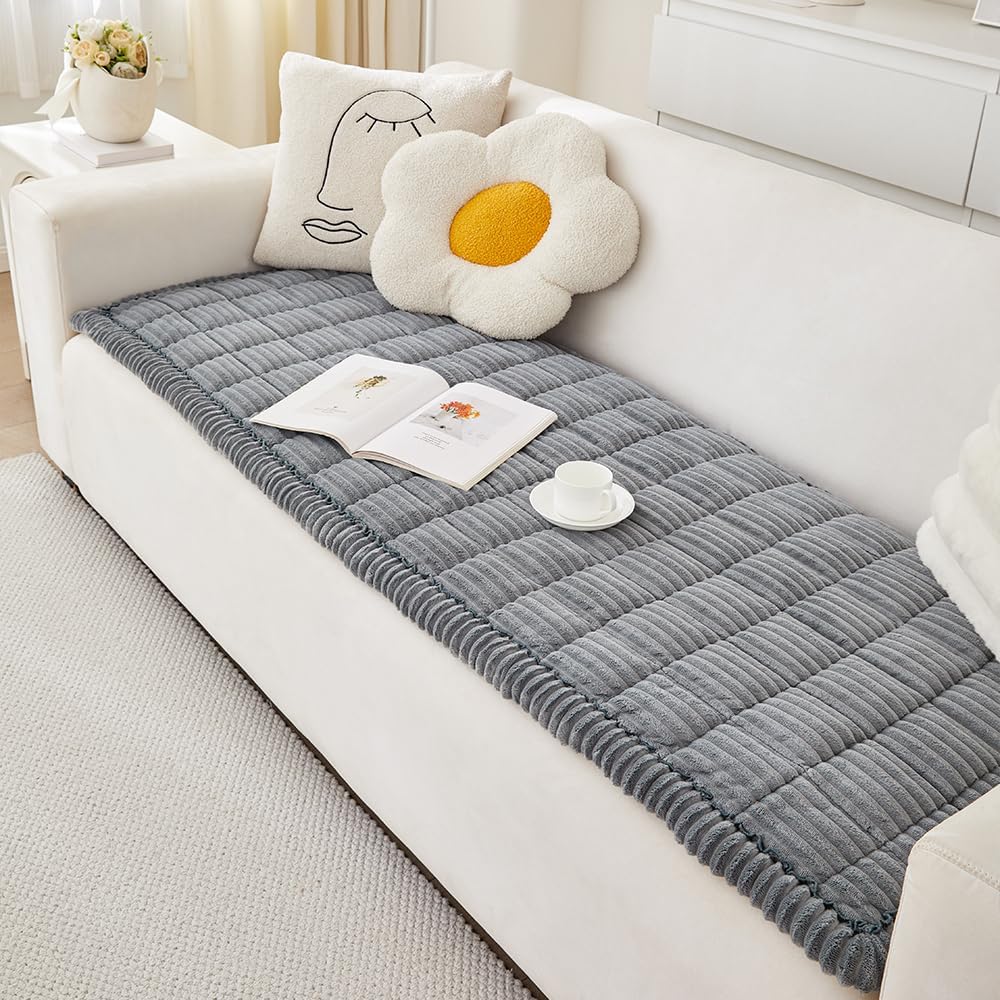 Couch Cover for Dogs Washable, Fuzzy Pet Couch Covers for 3 Cushion Sofa Pet Friendly, Non Slip Sofa Cover (Blue-Grey, 27.6" x 70.9"/70 x 180cm)