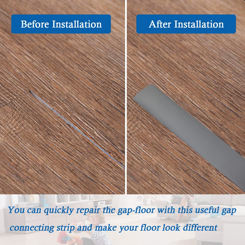 Floor Transition Strip Self Adhesive Floor Cover Strips Laminate 2" Wide Vinyl Flat Divider Transitions (5cm, 6.56Ft, Gray)