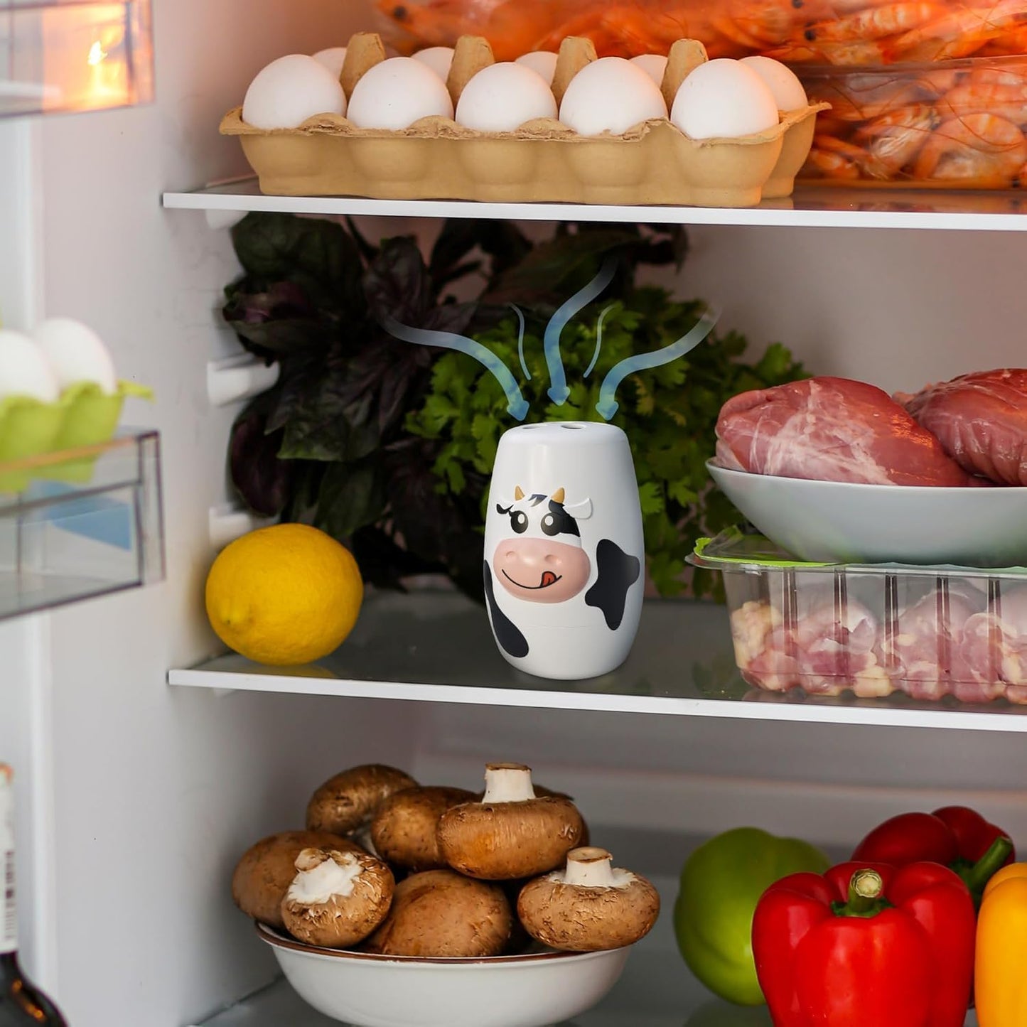 Cow Fridge Baking Soda Deodorizer – Fun Baking Soda Container | Baking Soda for Fridge and Freezer Odor Eliminator - BPA-Free Baking Soda Fridge Deodorizer