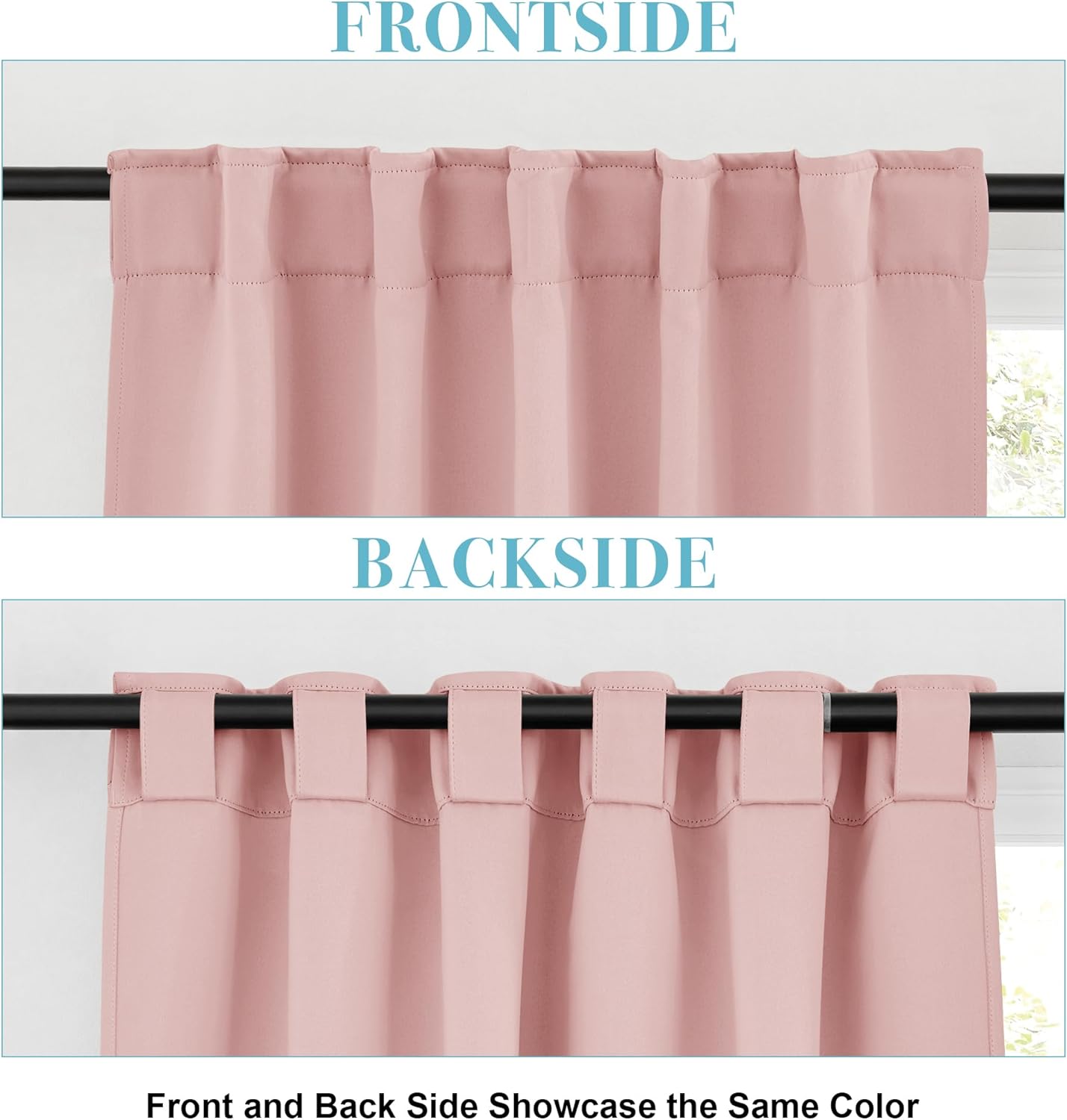 RYB HOME Pink Blackout Curtains for Girls Bedroom 63 inches Long - Thermal Insulated Curtains and Drapes Privacy Shades for Living Room Farmhouse Closet, W42 x L63 inch, 2 Panels