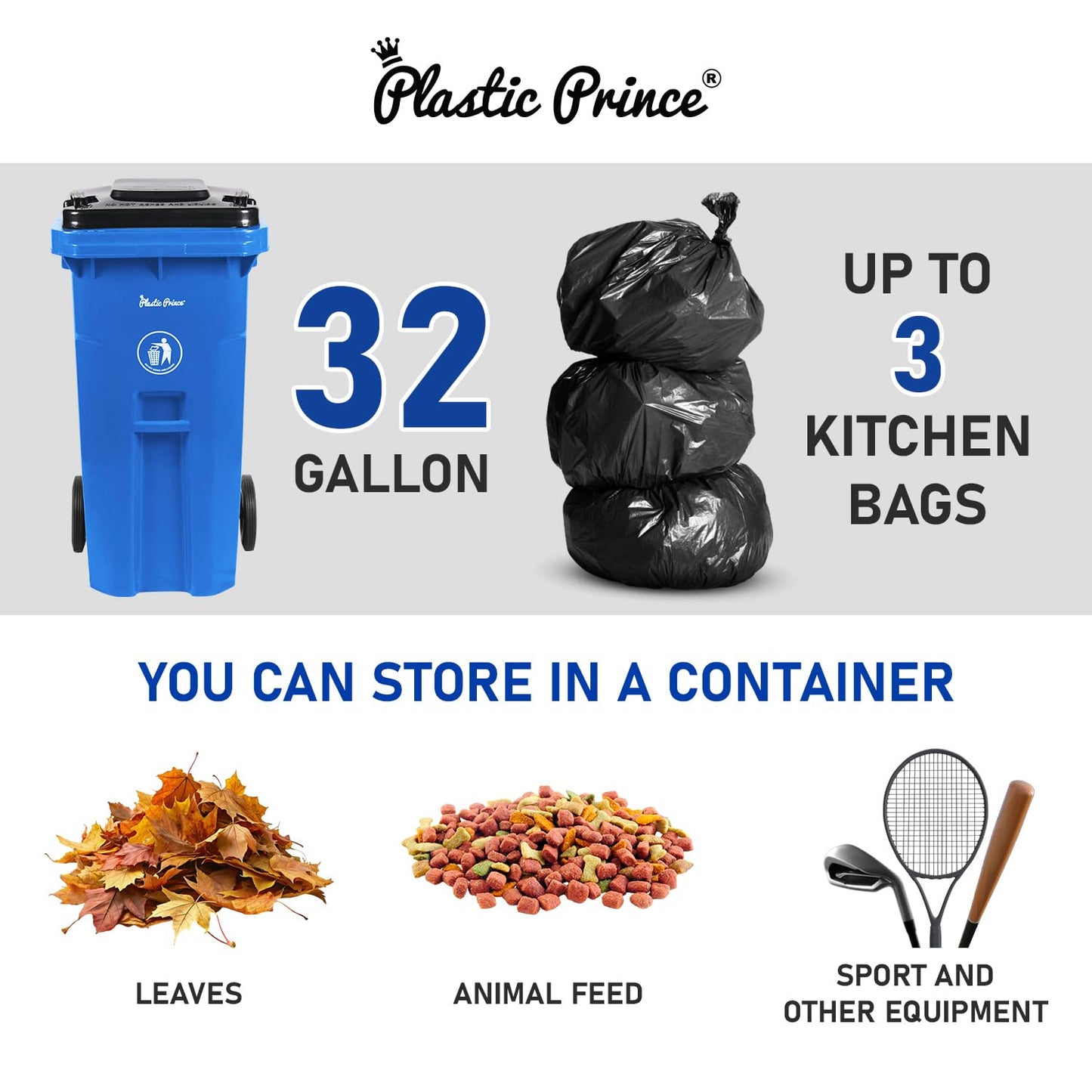 32 Gallon Trash Can Outdoor Recycling Bin with Lid and Wheels Heavy Duty Rolling Garbage Can with Lid Blue Recycle Bin with Wheels for Warehouses Hospitals Restaurants Offices