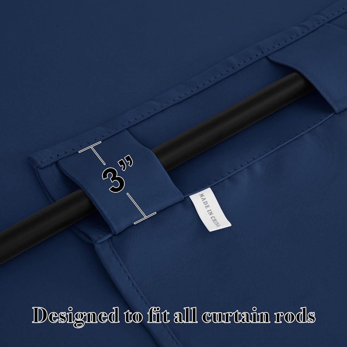 RYB HOME Blackout Curtains for Living Room, Back Tab & Rod Pocket Top Insulating Window Decor for Bedroom Dining Classroom Home Office, W 62 x L 72, Navy, 2 Panels