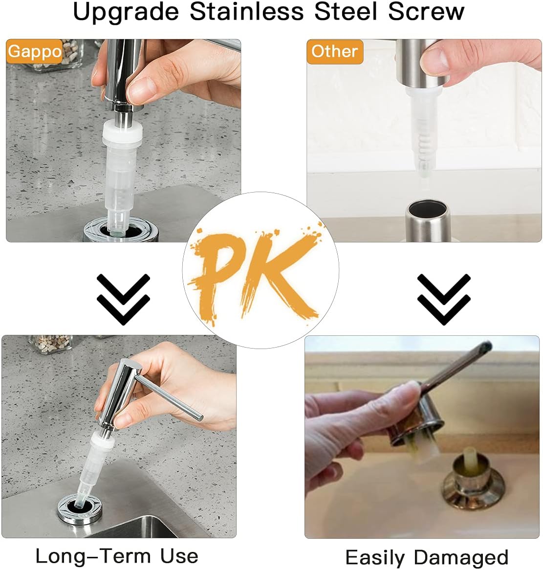 Soap Dispenser for Kitchen Sink Polished Chrome GAPPO Stainless Steel Countertop Pump Hand Lotion Built in Bottlend Lotion Built in Bottle