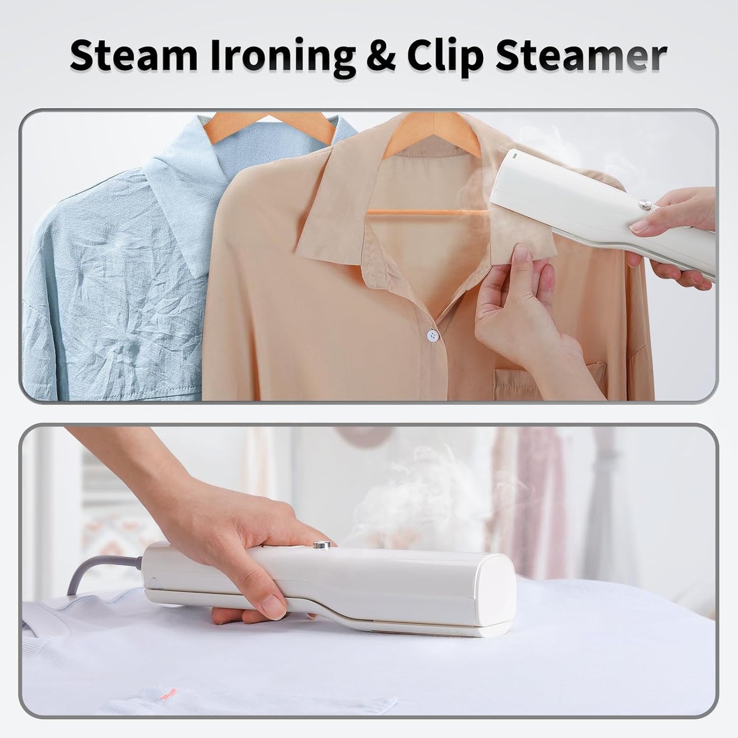 Iron Steamer for Clothes - Mini Iron, Portable Handheld Garment Steamer, 3 in 1 Steam Iron Wet & Dry Ironing, 15s Fast Heat Up, 900W Wrinkles Remover Clothes Steamer for Home, Office and Travel, 120V