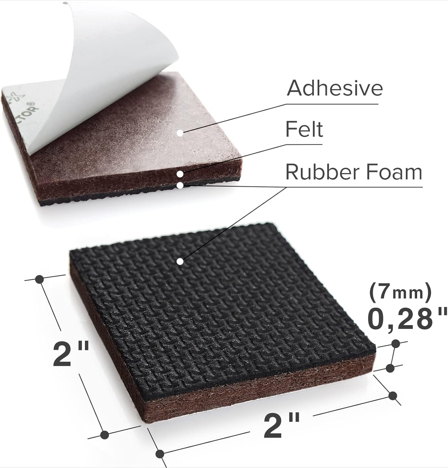 X-PROTECTOR Non Slip Furniture Pads - 16 Premium Furniture Grippers 2"! Self-Adhesive Rubber Feet Furniture Feet - Ideal Non Skid Furniture Pad Floor Protectors - Keep Furniture in Place!