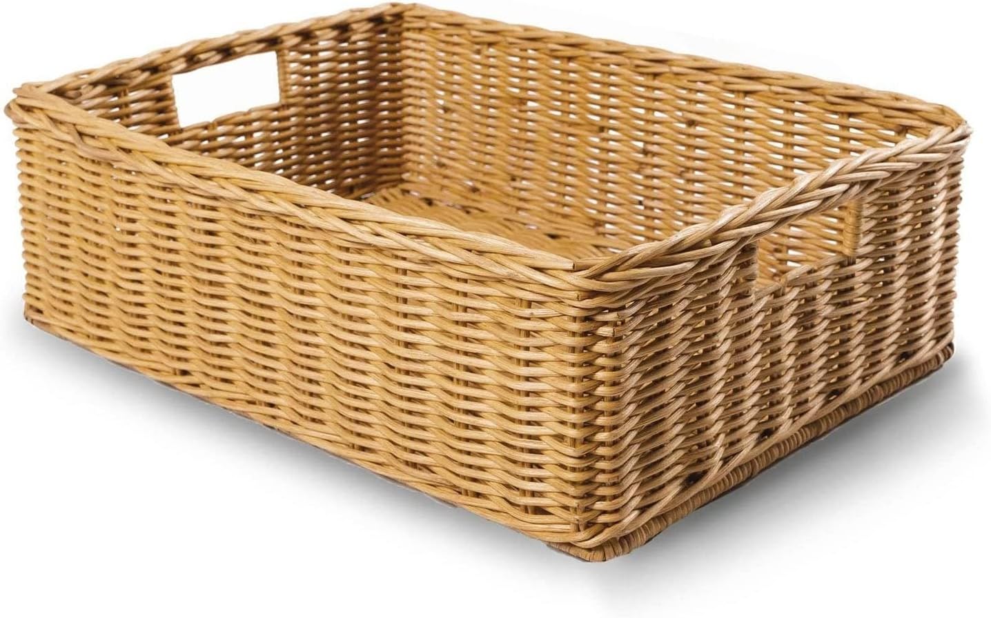 The Basket Lady Under the Bed/Basic Wicker Storage Basket, Large, 22 in L x 16.5 in W x 7 in H, Sandstone