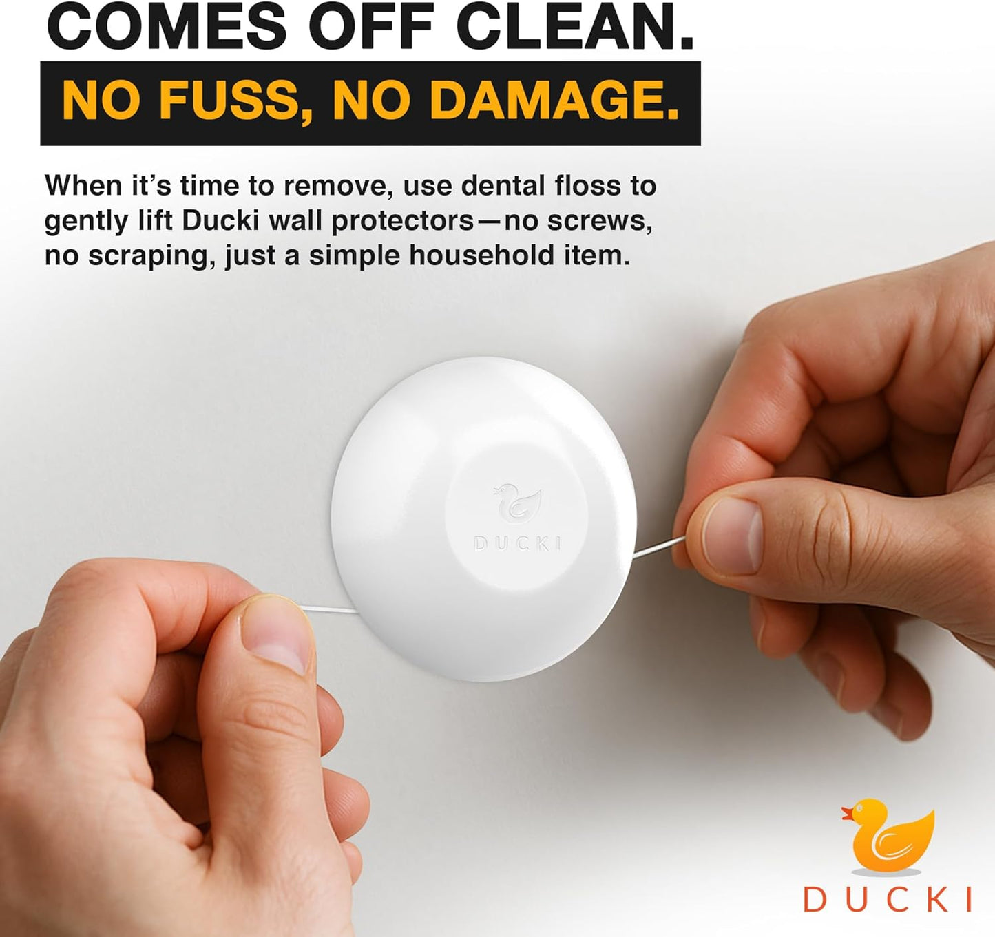 Ducki Wall Protectors -4 Pack White- Self Adhesive, Reusable Solution for Stopping Wall Damage & Noise from Doors, Refrigerators & More in Your Home or Office - Durable, Shock Absorbent & Discreet