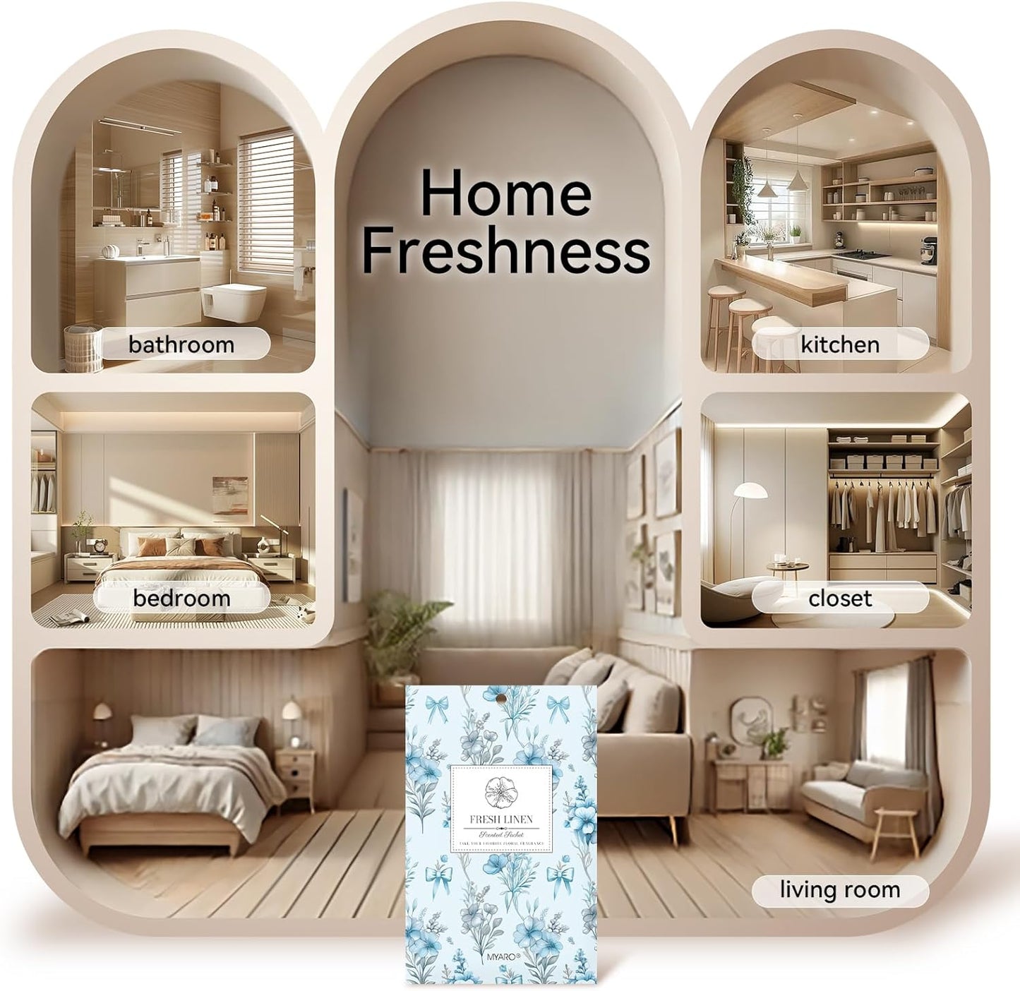 MYARO 20 Packs Fresh Linen Sachets for Drawer and Closet, Long-Lasting Sachets Bags Air Freshener Fresh Scents, Potpourri Bags Home Fragrance for Lover