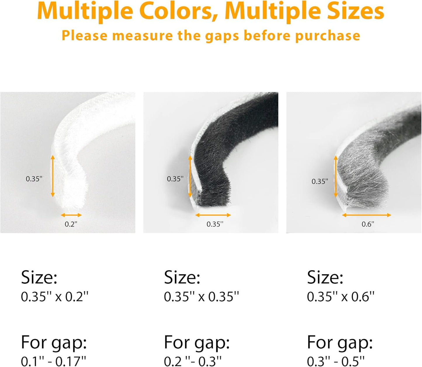 39.4FT Brush Weather Stripping, Neat Pile Self Adhesive Seal Strip for Windows and Door, Weatherstrip for Soundproofing, Windproof, Dustproof, Stronger Stickiness, 0.35'' Wide x 0.35'' Thick, Brown