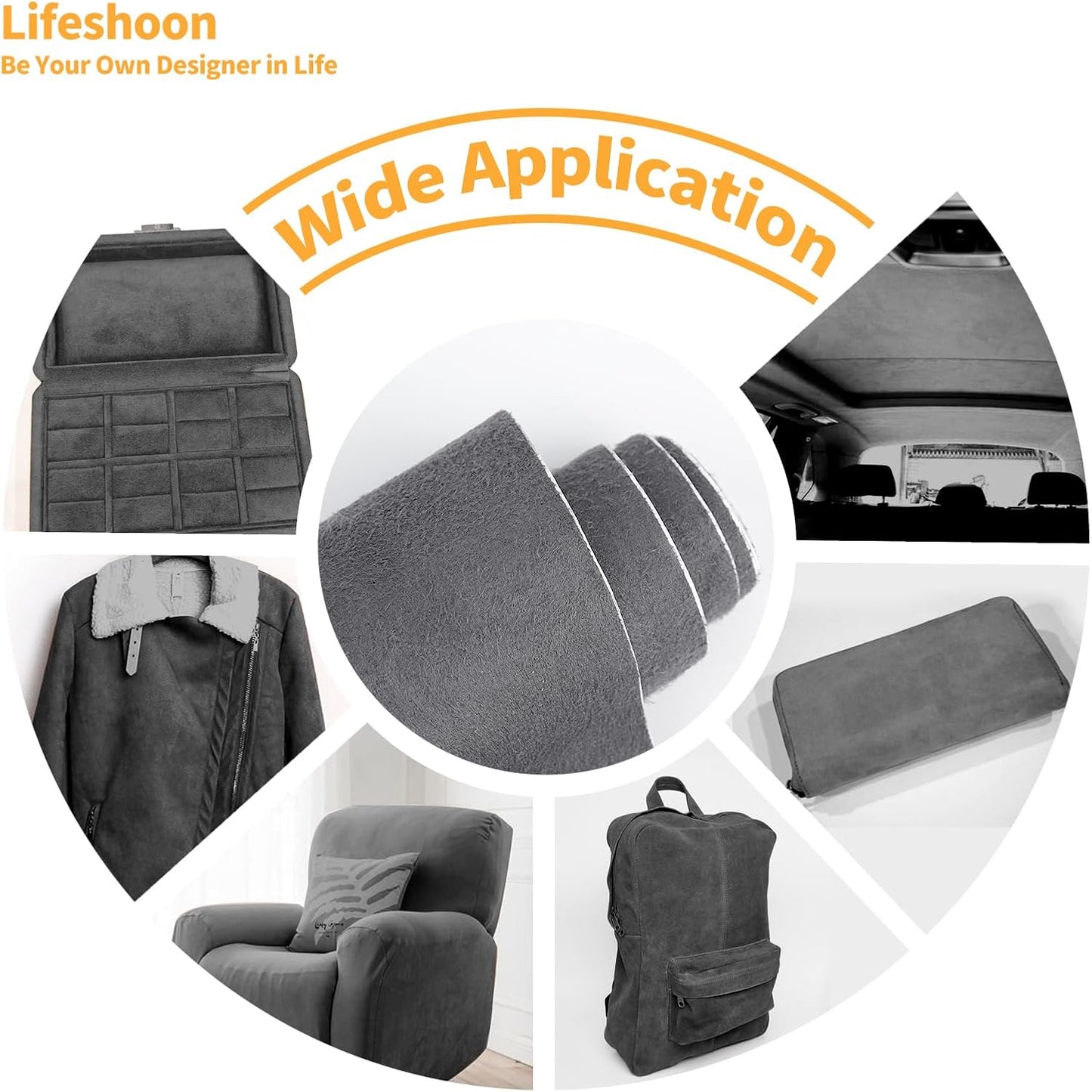 Fabric Repair Patches, 17X158 Inch Self-Adhesive Suede Patches Tape Durable, DIY Large Fabric Repair for Sofa, Couches, Furniture, Chair, Clothing （17X158 Inch, Grey）