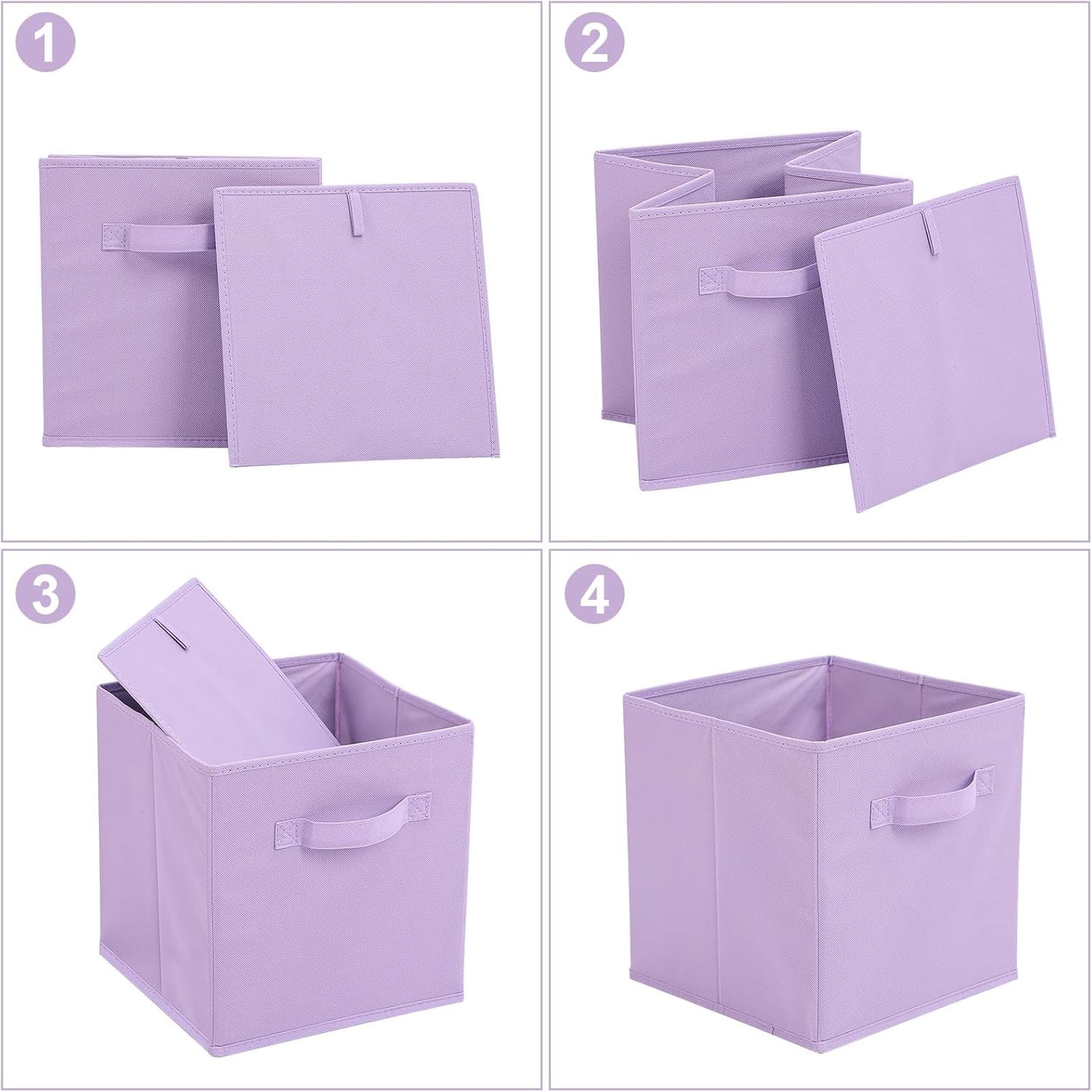 Stero 13x13x13 Inch Fabric Storage Bins 6 Pack Fun Colored Durable Storage Cubes with Handles Foldable Cube Baskets for Home, Kids Room, Closet and Toys Organization Purple, Pink, peachpuff