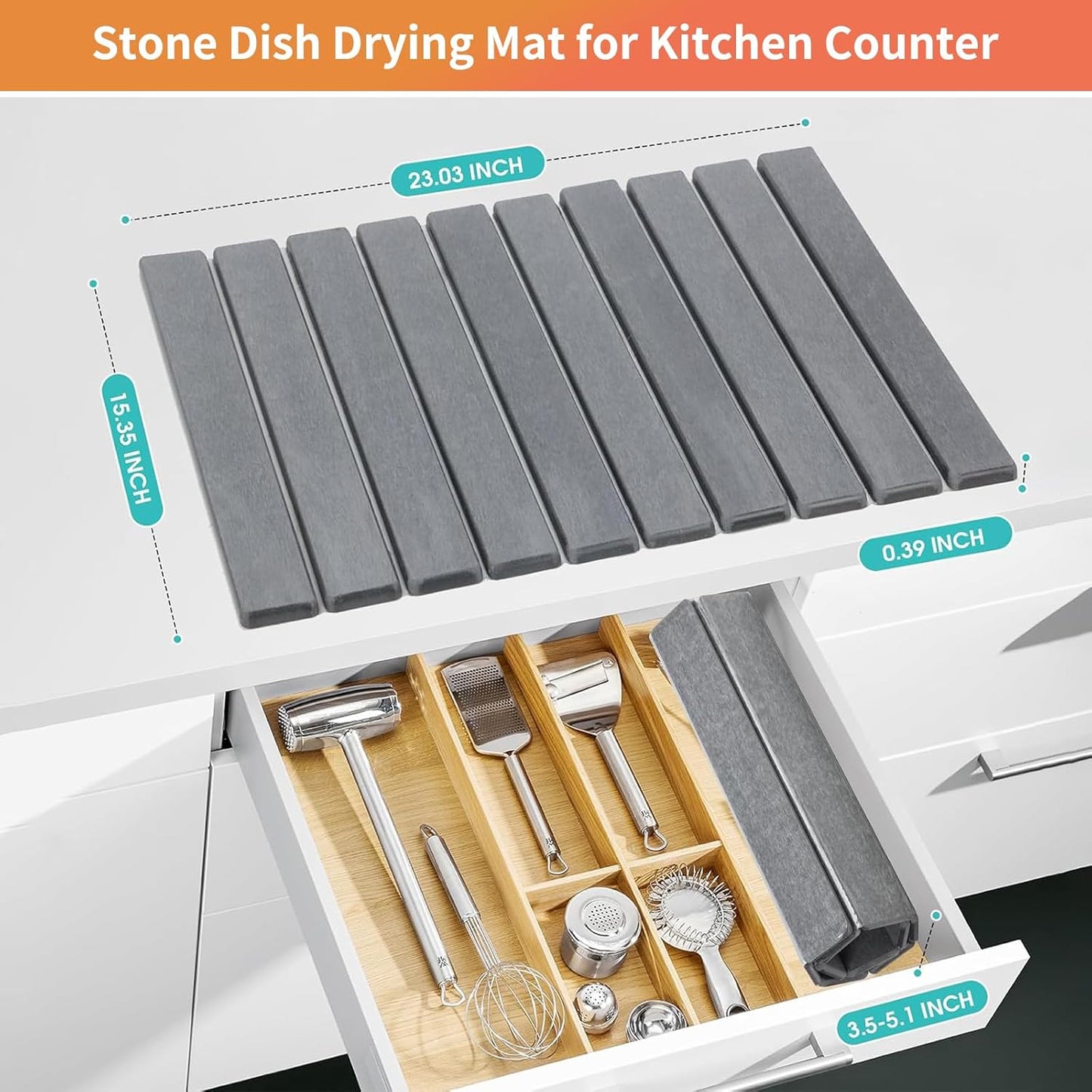 Dish Drying Mats Stone Drying Mat for Kitchen Counter Dish Drying for Kitchen Counter Quick Dry Stone Mat Kitchen