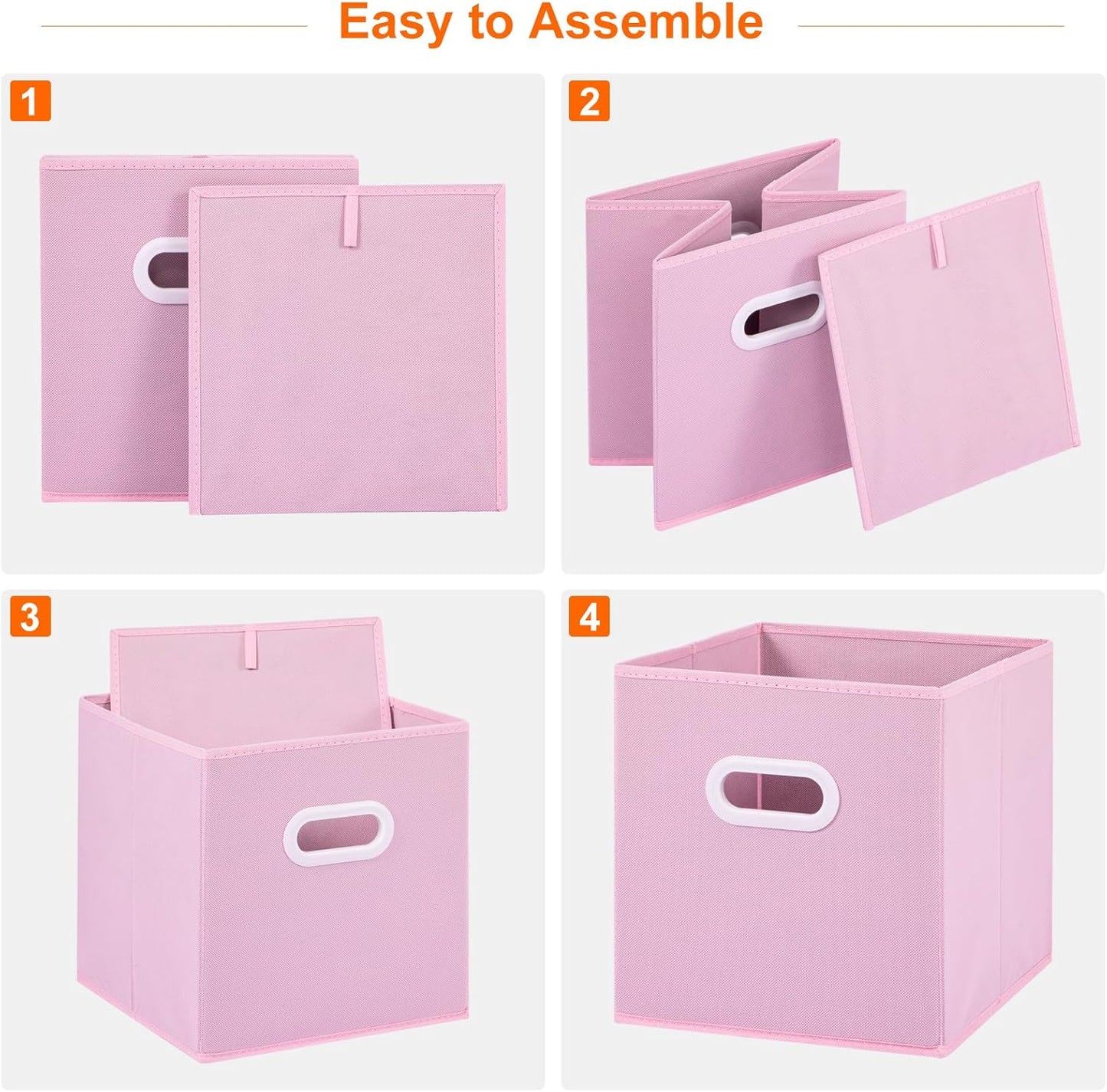 Stero Fabric Storage Cubes Bins, 11 inch Fun Colored Foldable Storage Baskets with Dual Plastic Handle for Home, Kids Room, Closet and Toys Organization, Multi Colored, Set of 6