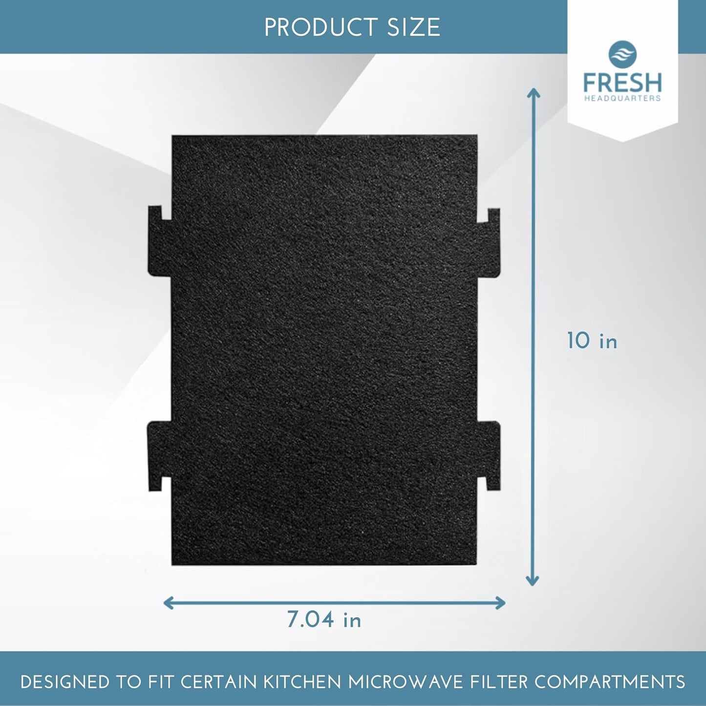 2-Pack Notched Activated Carbon Charcoal Microwave Hood Filters - 9.75" x 7.25" Microwave Hood Filters - Compatible with Whirlpool OTR Models and KitchenAid Models, Made in USA