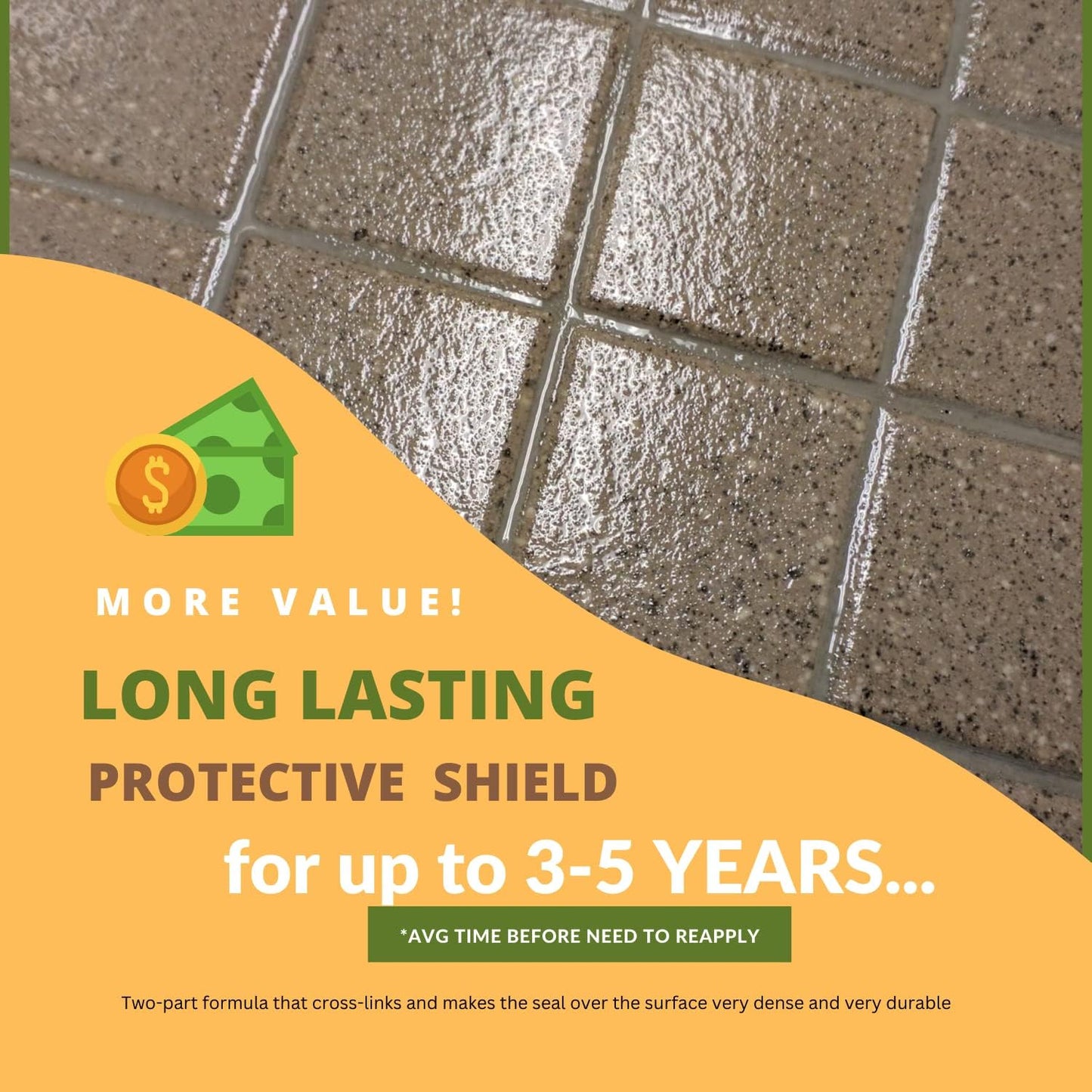 CoverTec GlazeGuard Matte Natural Look Ceramic, Porcelain Tile Grout Sealer, Flat Finish, 2 Part Kit, 0.75 Gal