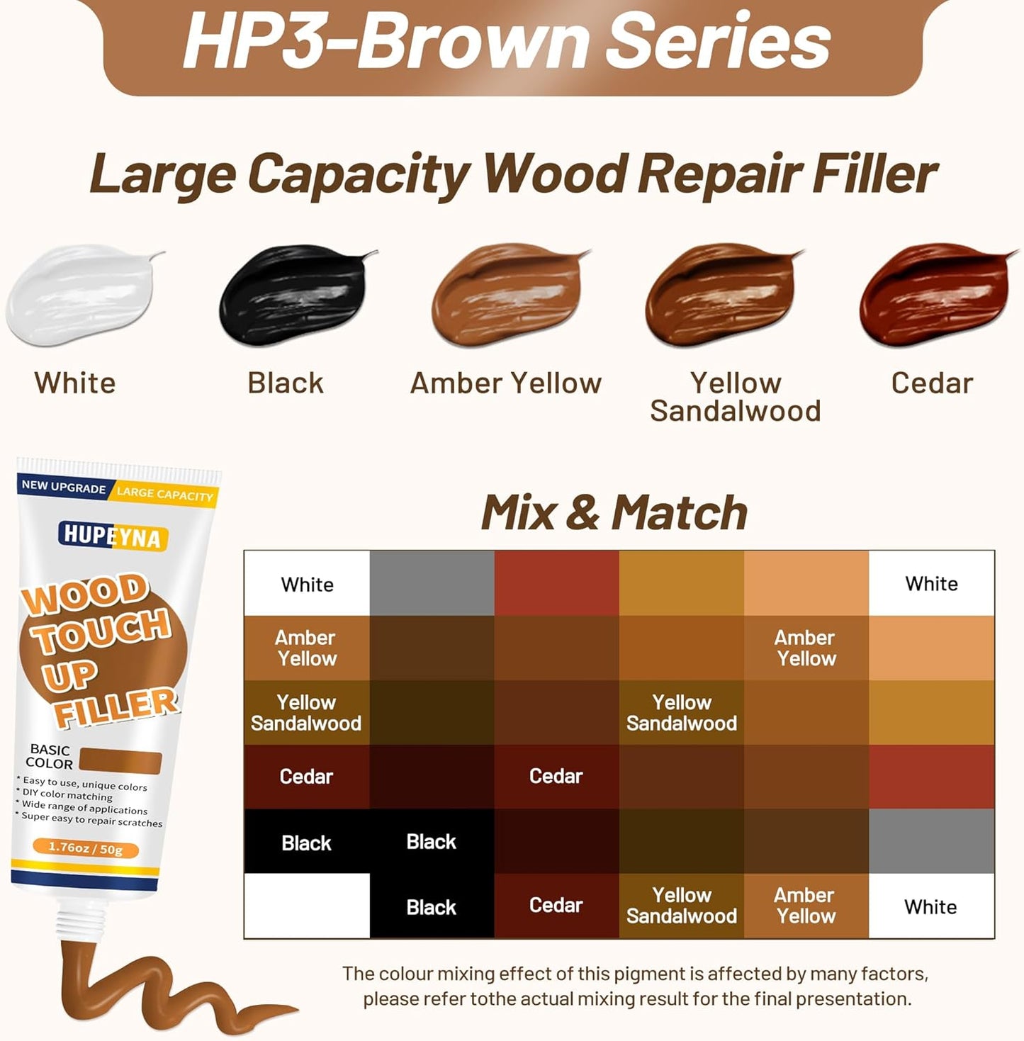 Wood Repair Kit, Wood Furniture Repair Kit, Wood Filler, Wood Putty and Beeswax- Repair Stains, Scratch, Cracks, Hole, Discoloration for Wooden Door, Table, Cabinet, Bed, Floor (Brown Series)