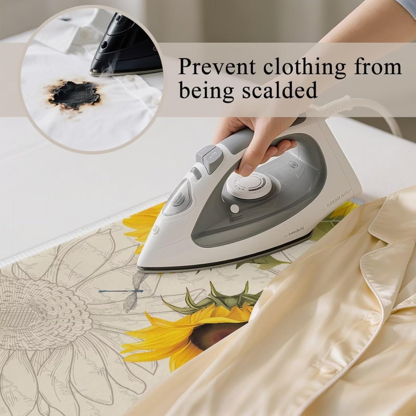 Sunflower Ironing Mat Pad for Table Portable Travel Iron Blanket Vintage Ironing Board Covers Tribal Pressing Mat Heat Press Pads 32x16 Inches,Yellow