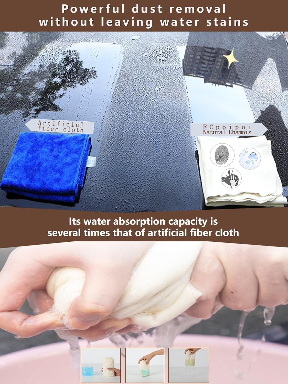 Glasses Cleaning Cloth Chamois Leather Natural Premium Cloth,Eye Glass Clean Cloths Safe and Effective Cleans Jewelry,Lens,Eyeglass,Sunglass,Car,Screen,Camera...Scratch-Free, Reusable (Small-6”x6”)
