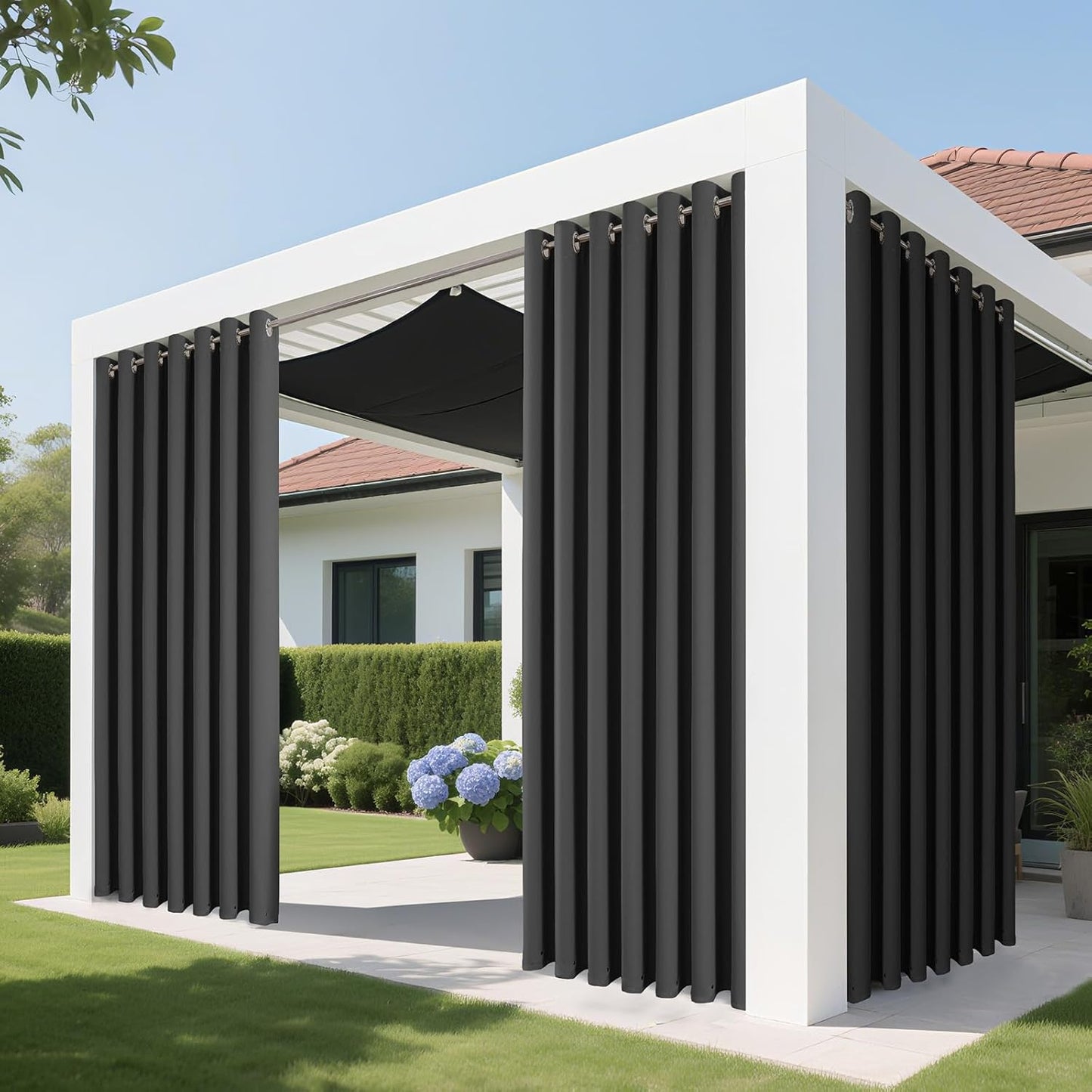 Joydeco Blackout Patio Sliding Door Curtains 90 Inches Long, Grommet Privacy Room Divider Curtains, Extra Wide Thermal Blackout Drapes for Bedroom Living Room (Grey, 100Wx90L, 1 Panel)