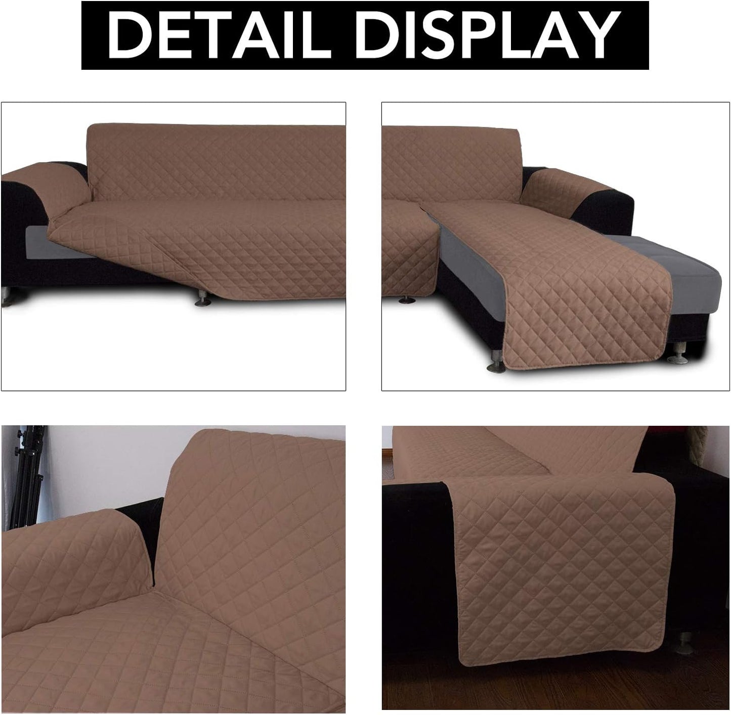 Easy-Going Sofa Slipcover L Shape Sofa Cover Sectional Couch Cover Chaise Lounge Slip Cover Reversible Sofa Cover Furniture Protector Cover for Pets Dog Cat(Small,Brown/Brown)