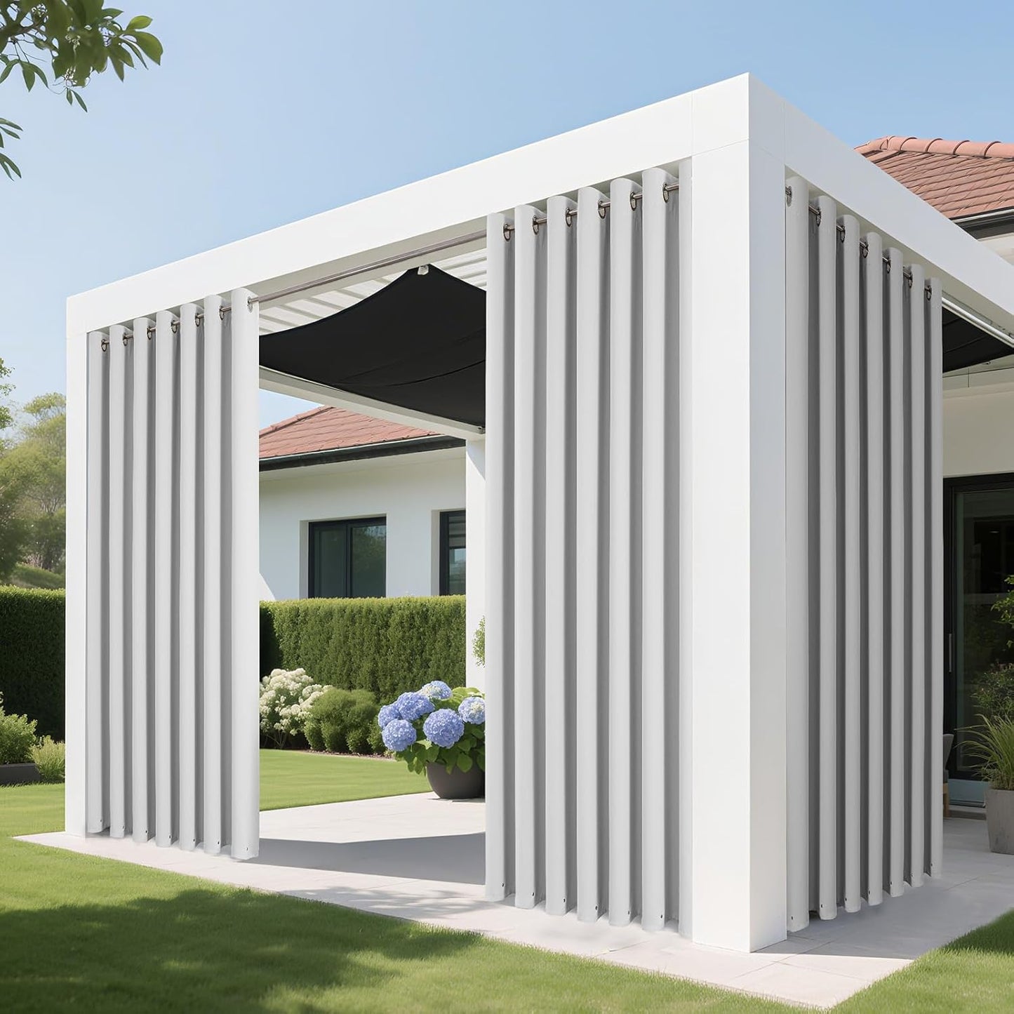 Joydeco Blackout Patio Sliding Door Curtains 108 Inches Long, Grommet Privacy Room Divider Curtains, Extra Wide Thermal Blackout Drapes for Bedroom Living Room (Greyish White, 70Wx108L, 1 Panel)